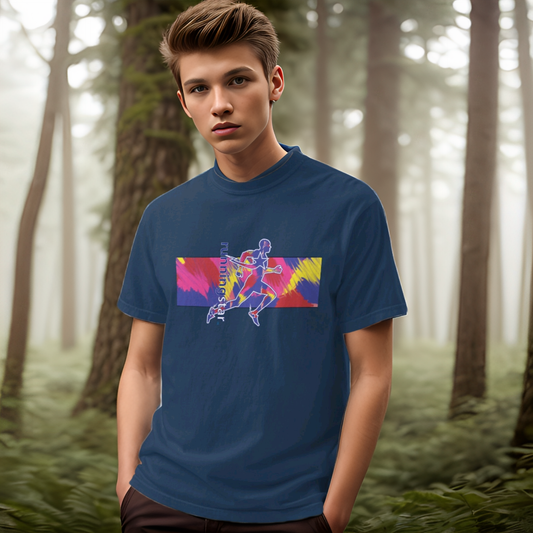 Daws Running Multi color accent navy t-shirt