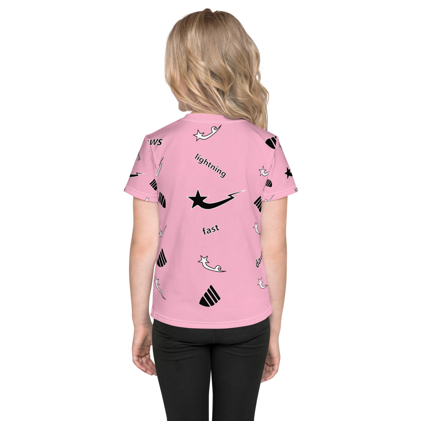Daws lightning fast pink Kids crew neck t-shirt