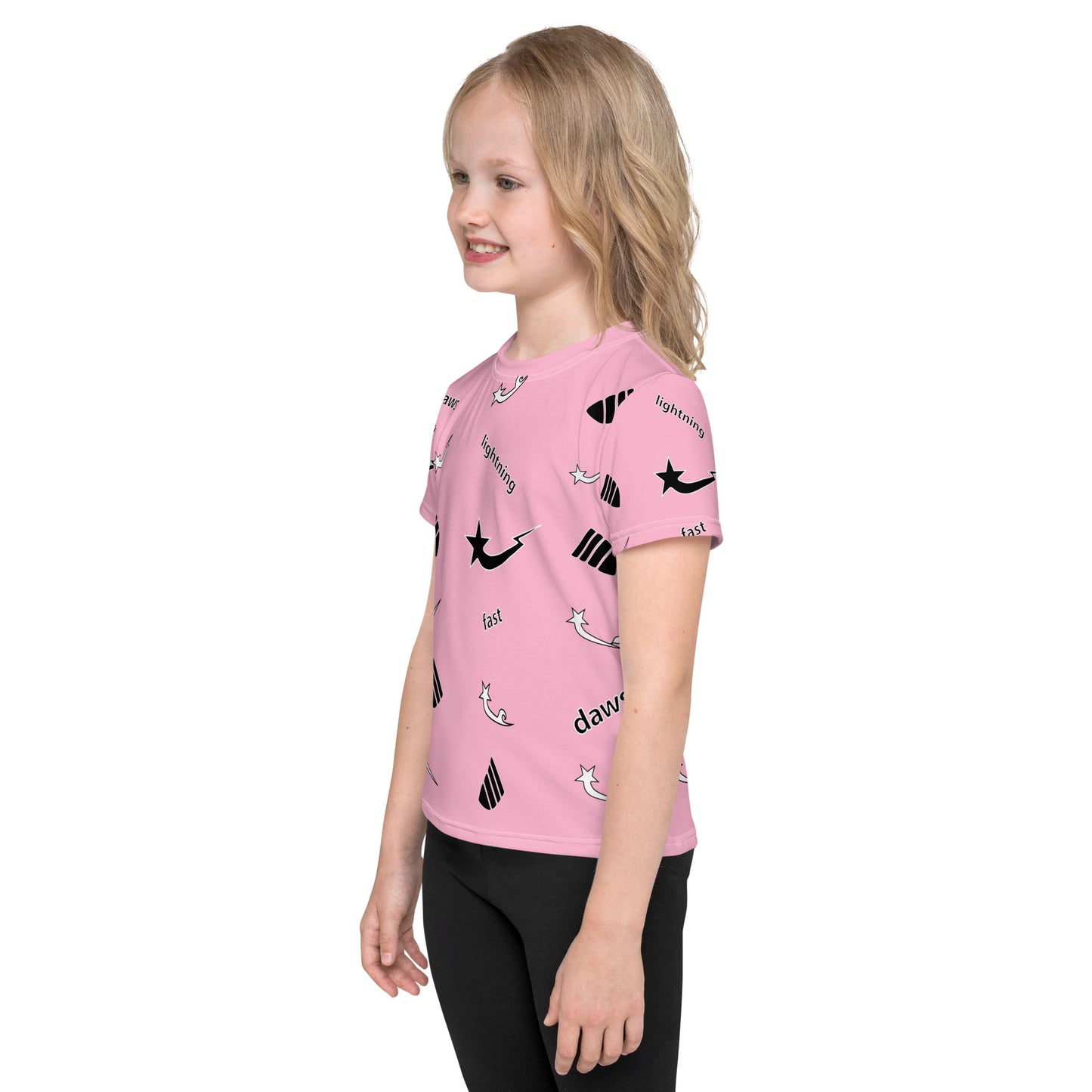 Daws lightning fast pink Kids crew neck t-shirt