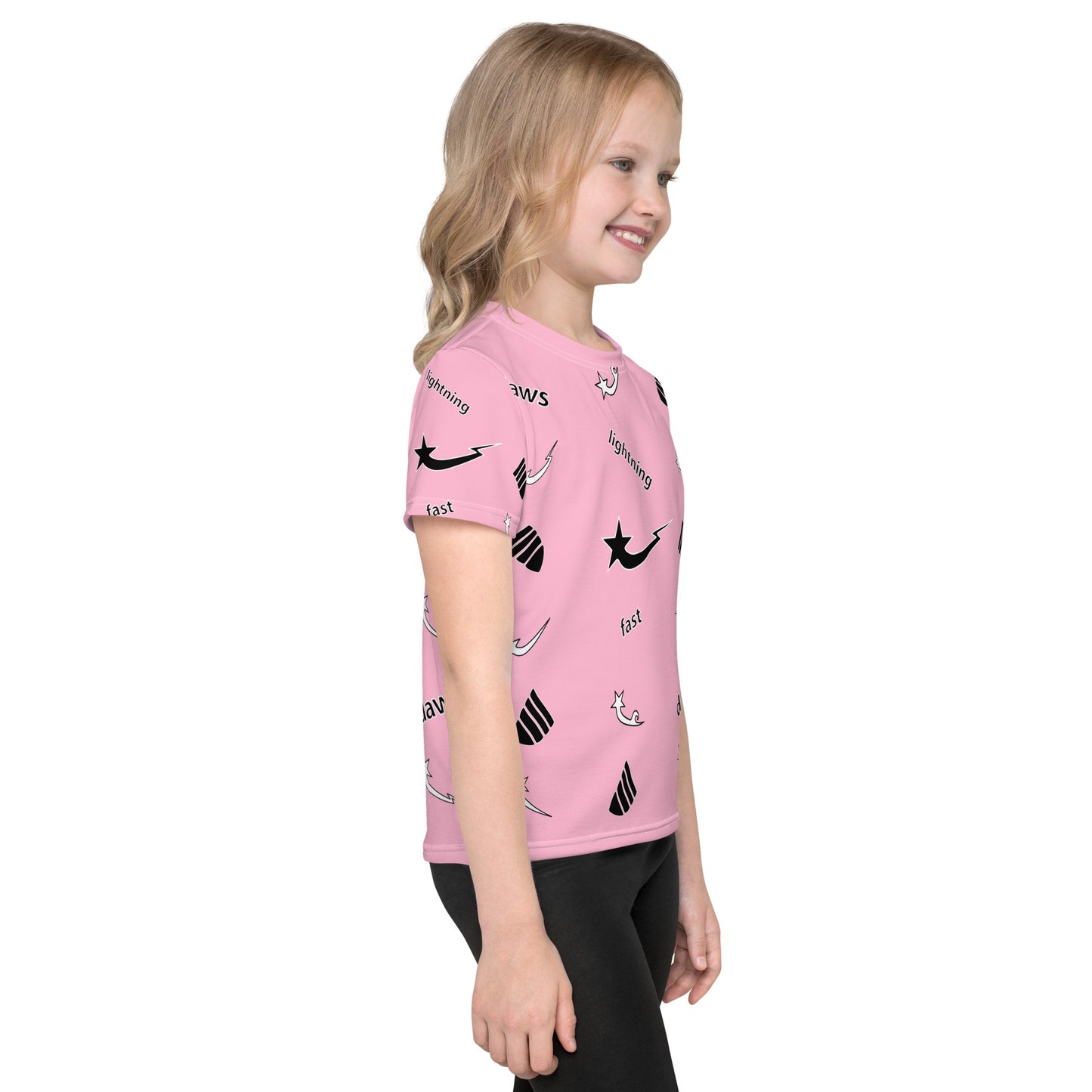 Daws lightning fast pink Kids crew neck t-shirt