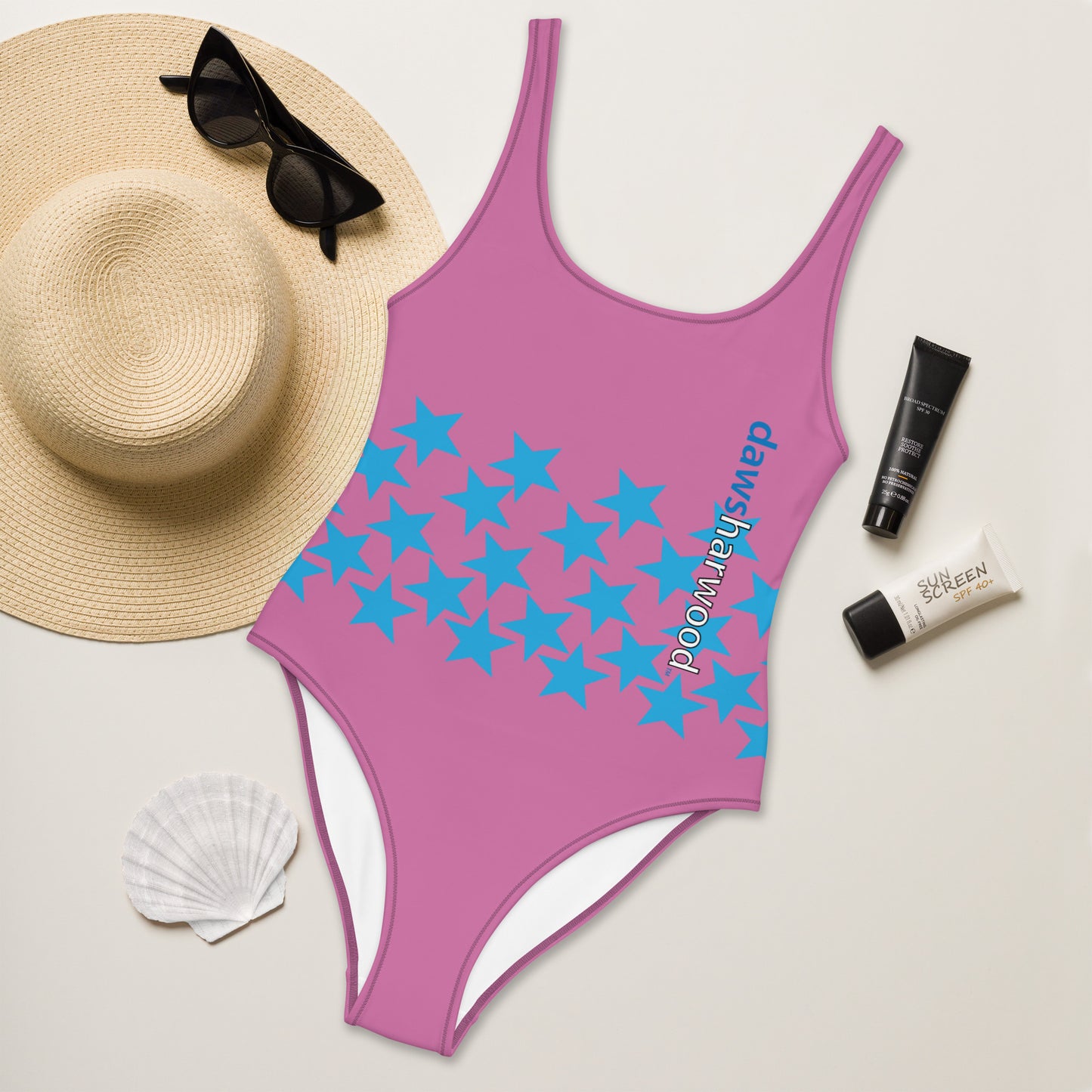 Daws star accent pink One-Piece Swimsuit