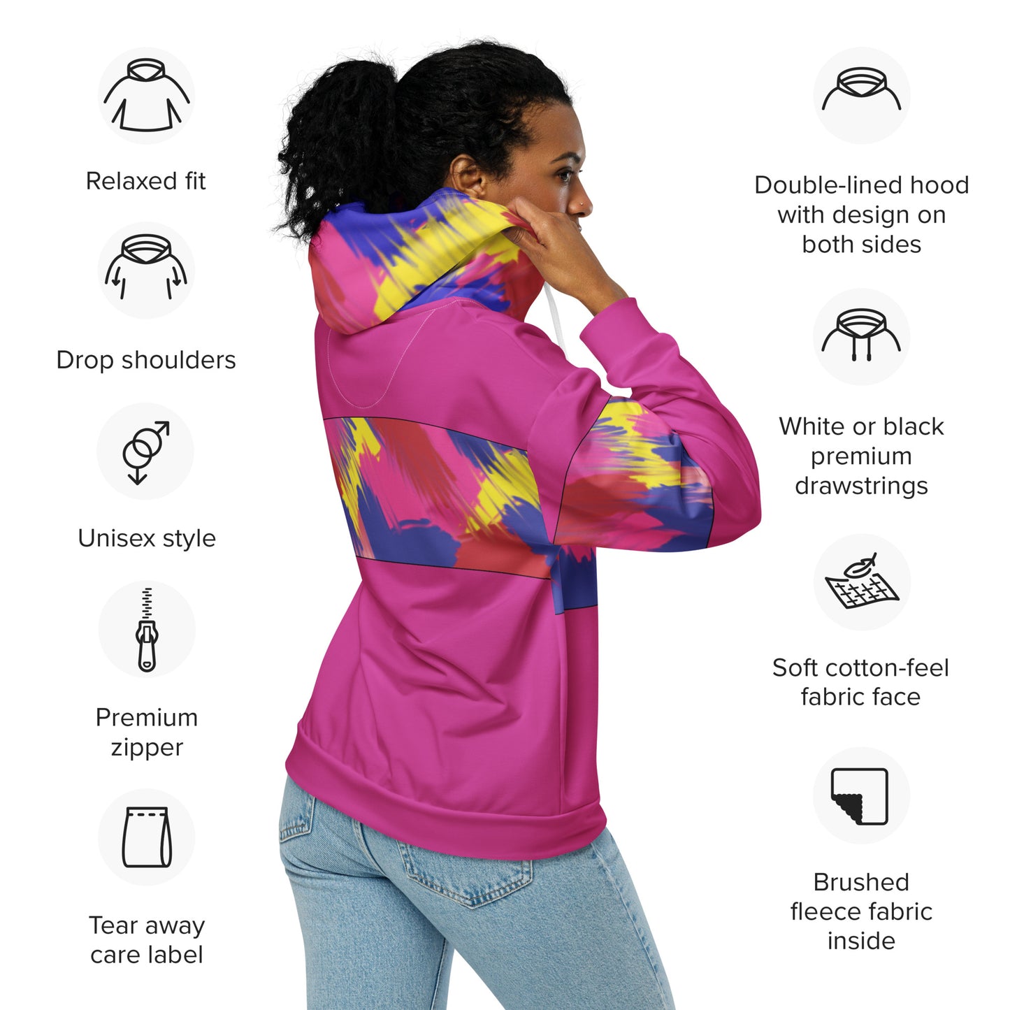 Daws logo multi pink Unisex zip hoodie