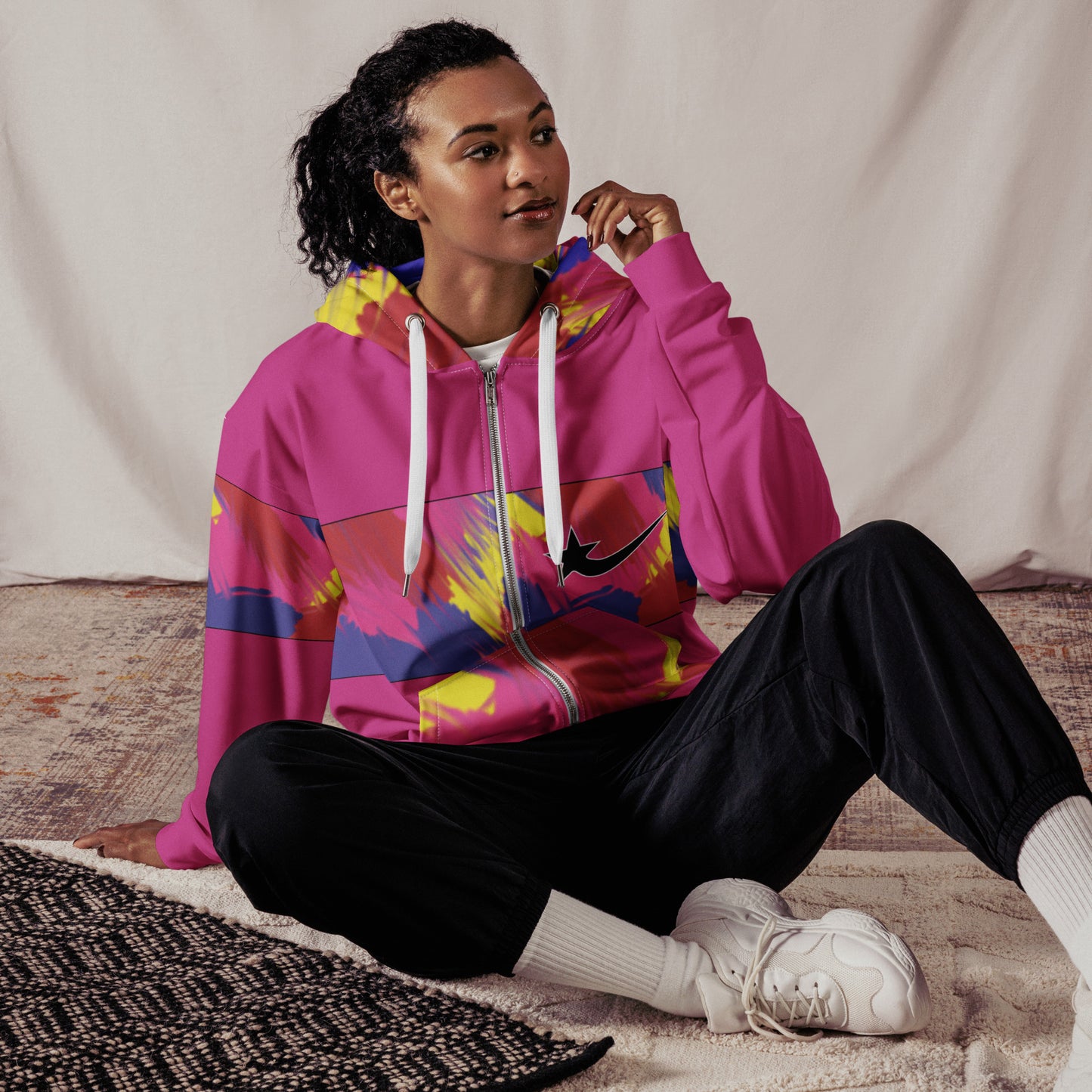 Daws logo multi pink Unisex zip hoodie