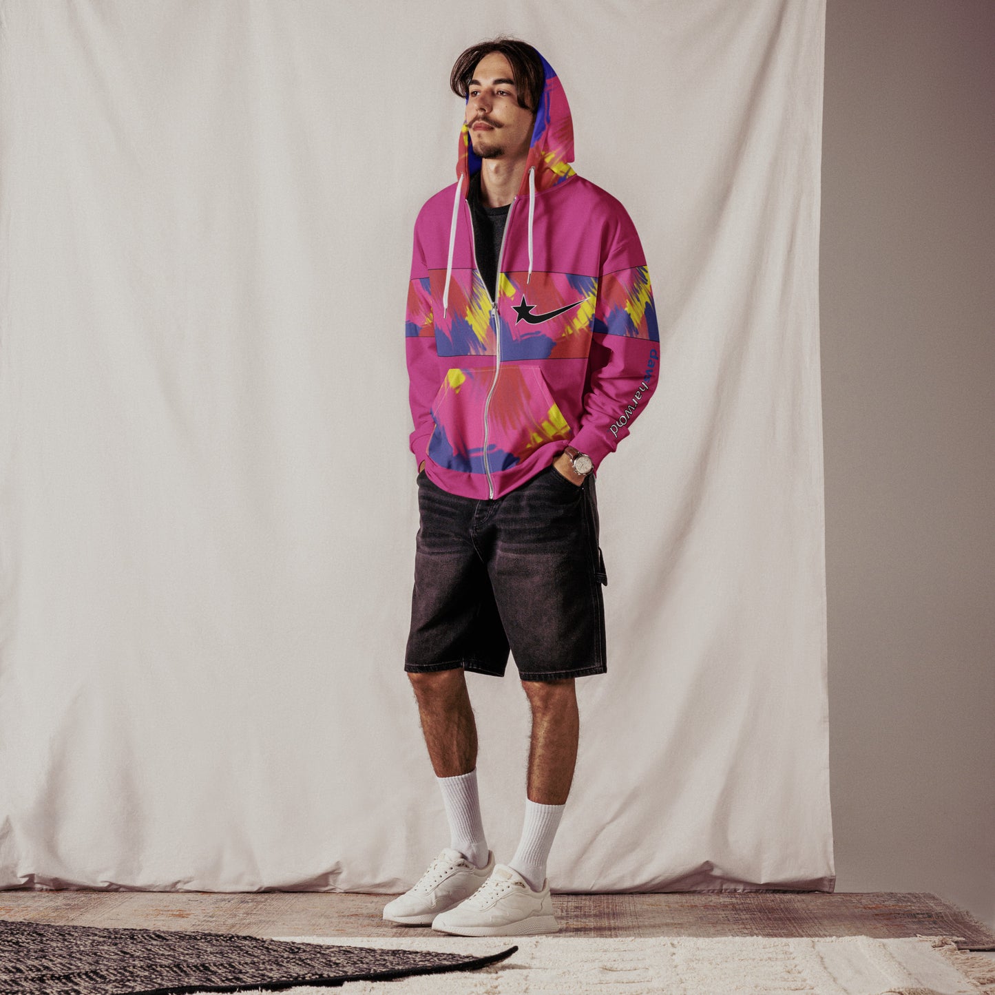 Daws logo multi pink Unisex zip hoodie
