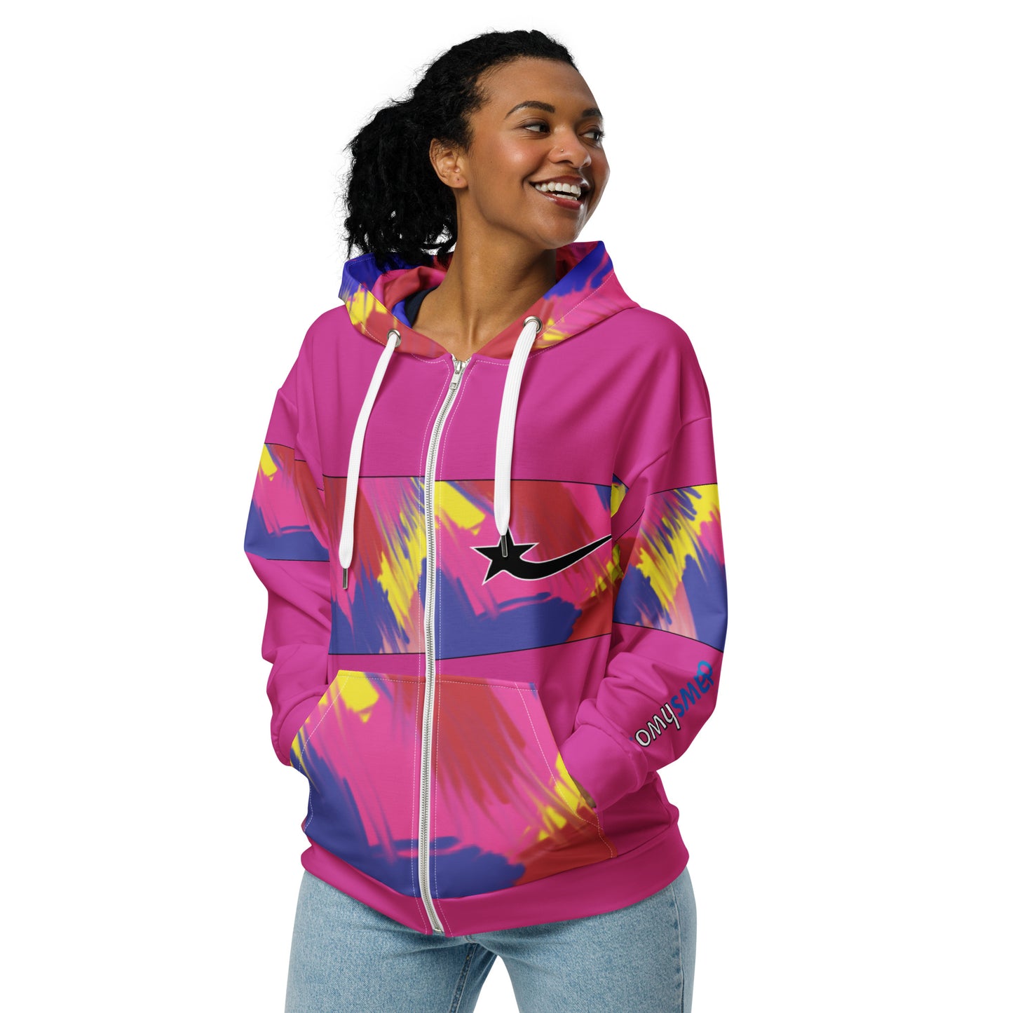 Daws logo multi pink Unisex zip hoodie