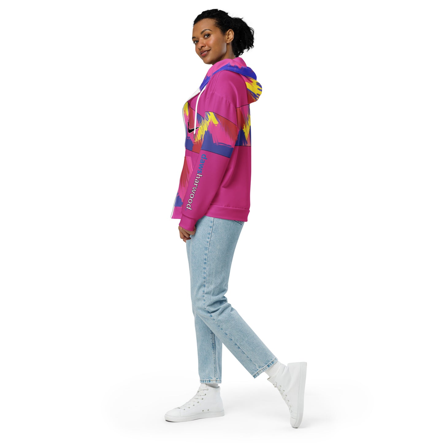 Daws logo multi pink Unisex zip hoodie