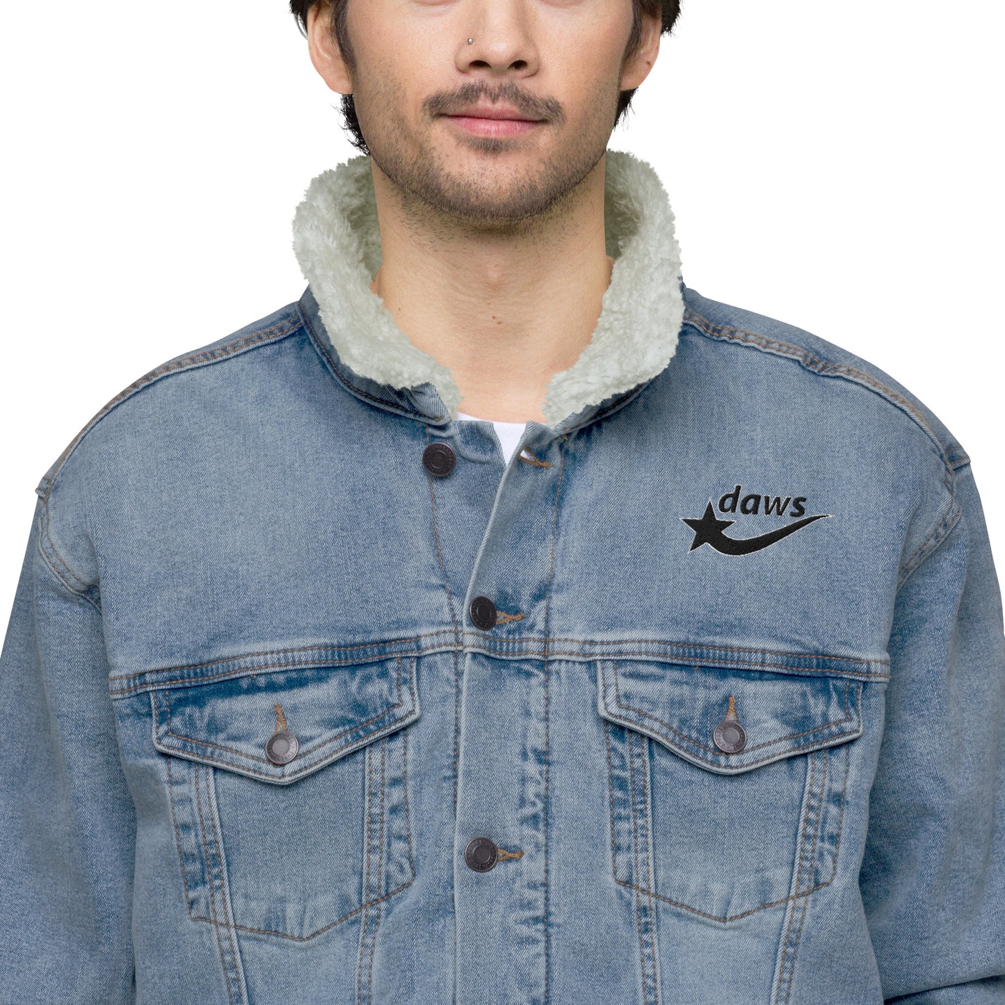 Daws Logo Unisex denim sherpa jacket