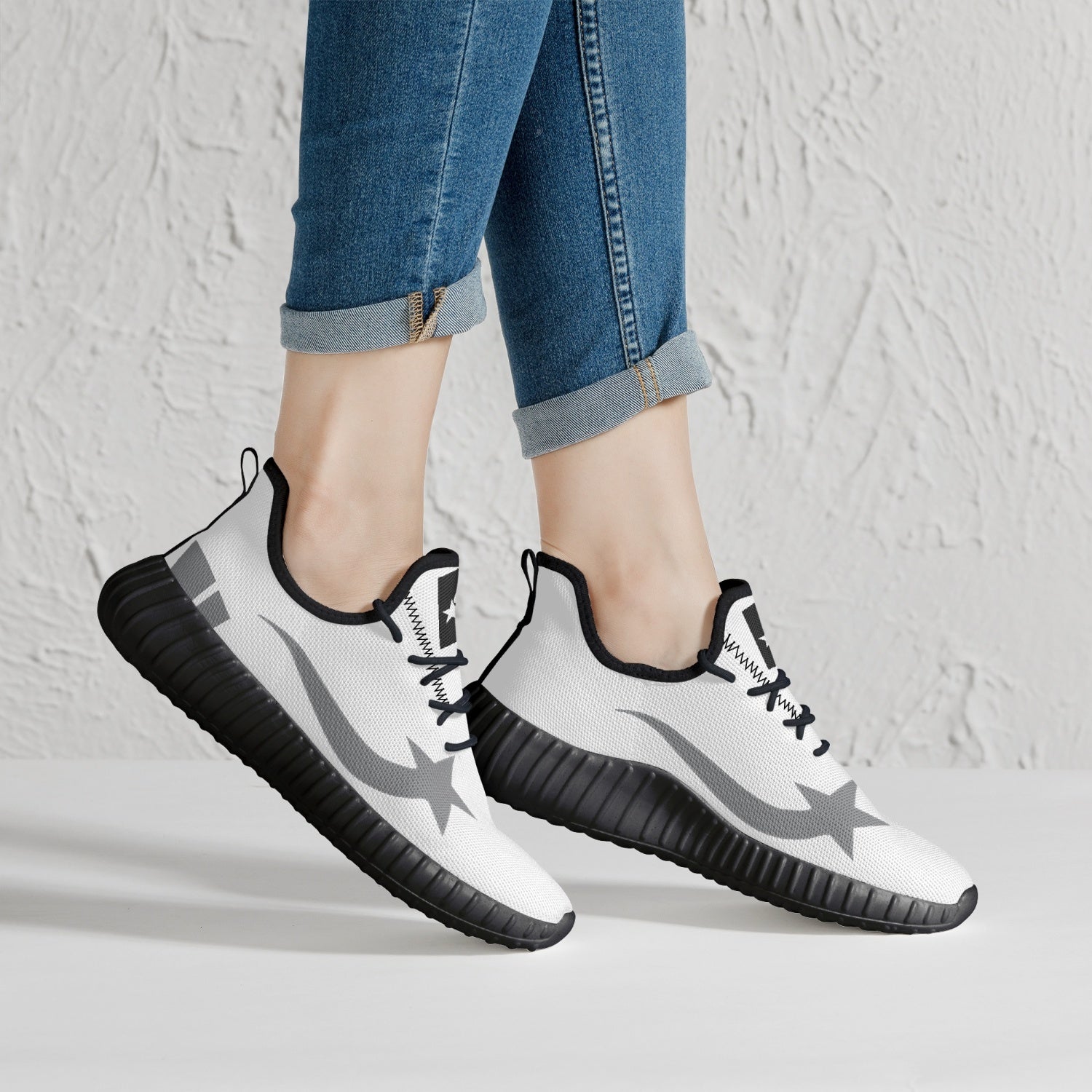 Daws Mesh Knit Sneakers - White/Black