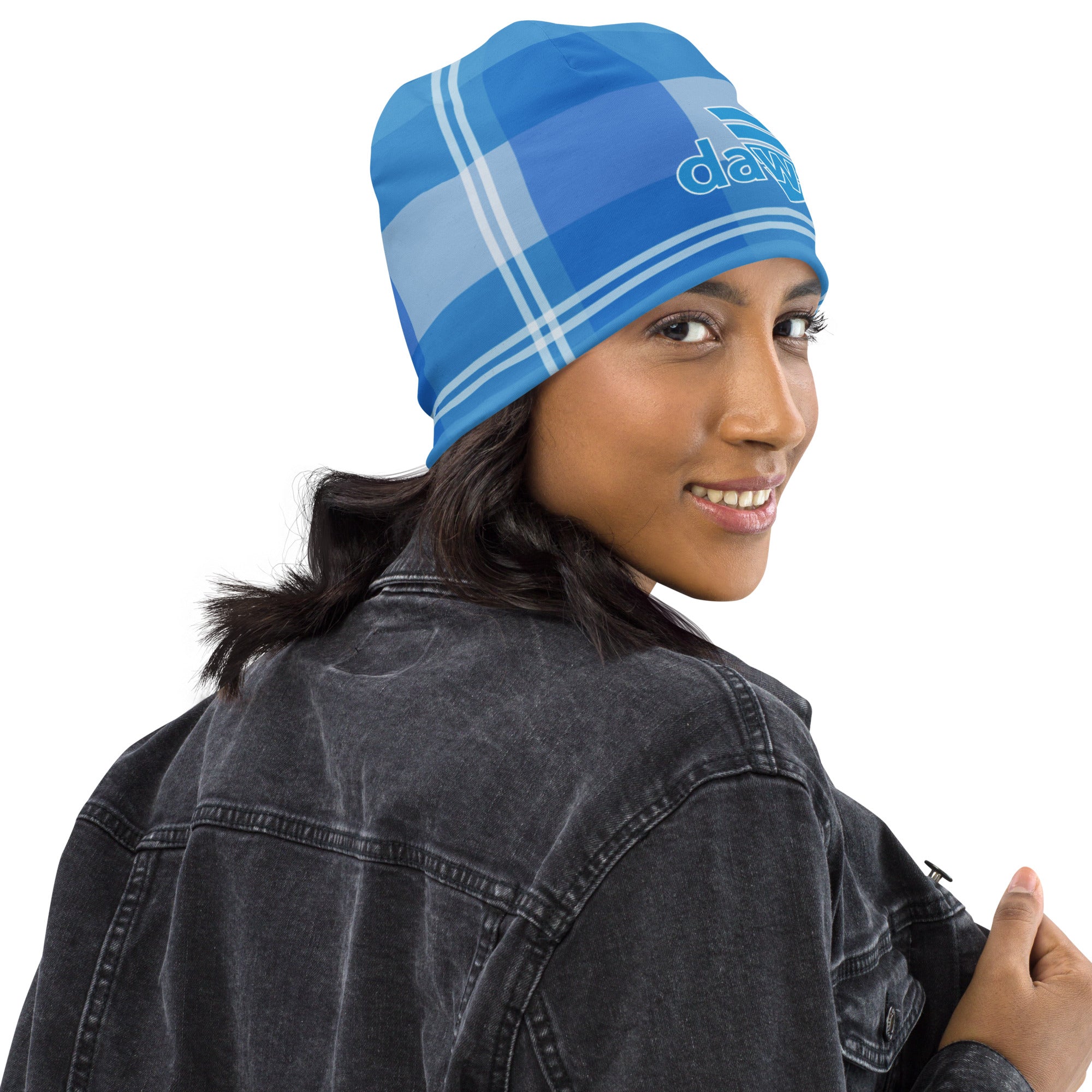 Daws blue plaid Beanie