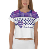 Daws logo purple plaid star accent Crop Tee