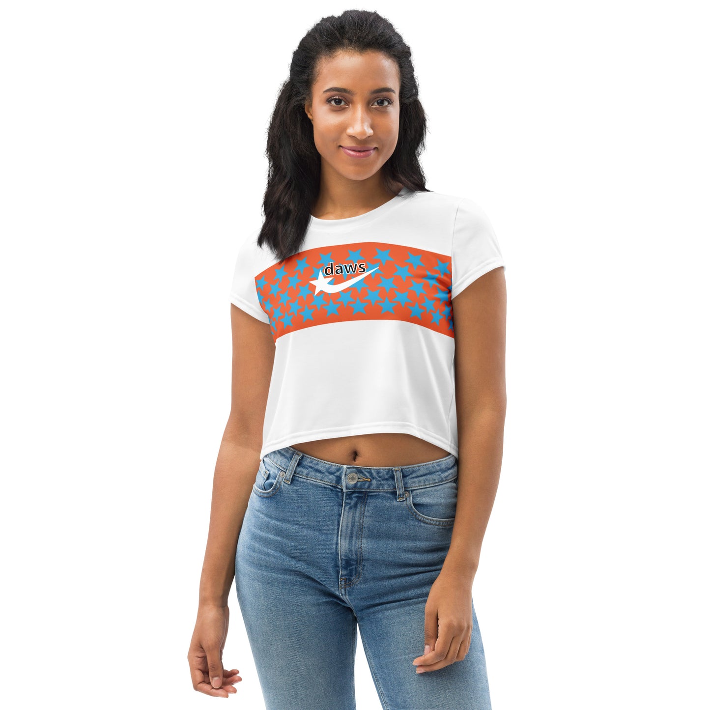 Daws Orange Starfly women's Crop Tee