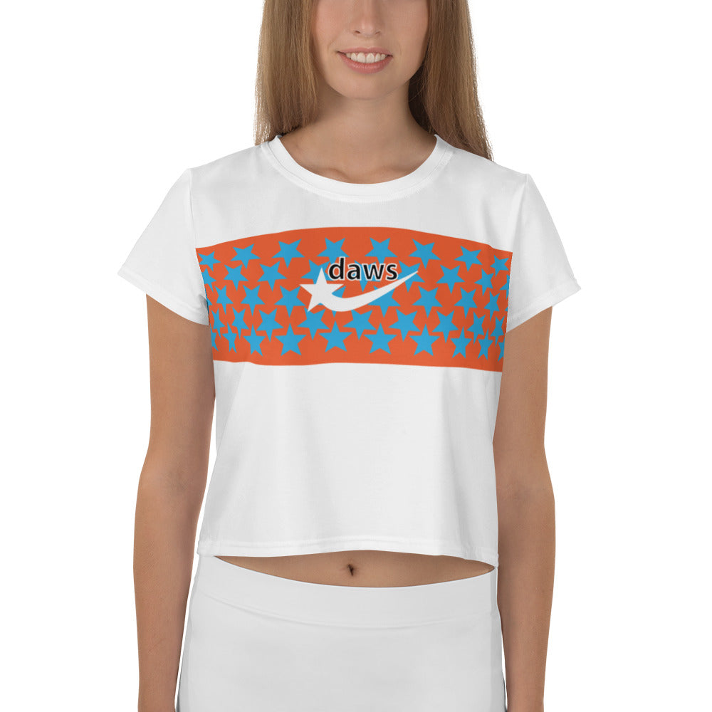 Daws Orange Starfly women's Crop Tee