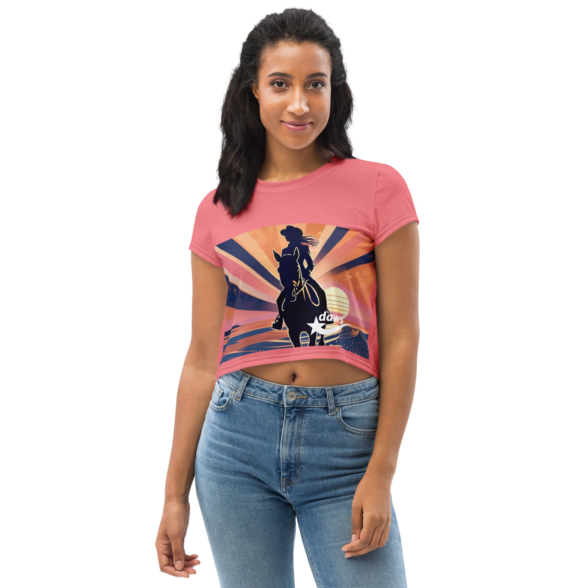 Daws beach cowgirl Crop Tee