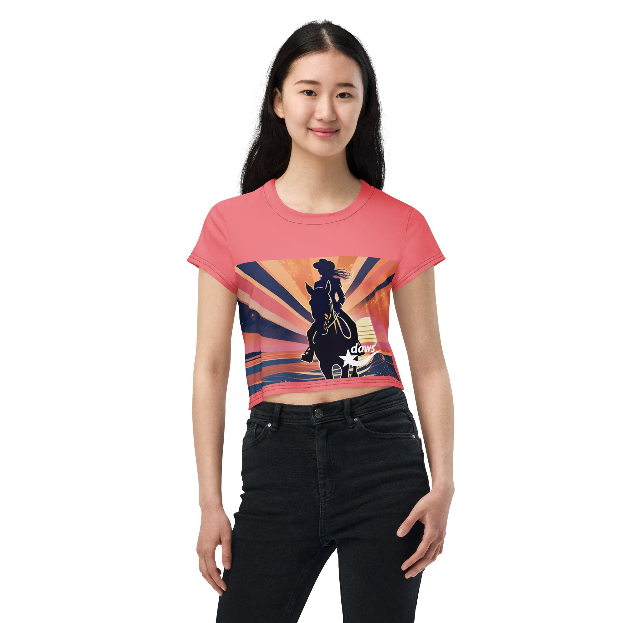 Daws beach cowgirl Crop Tee