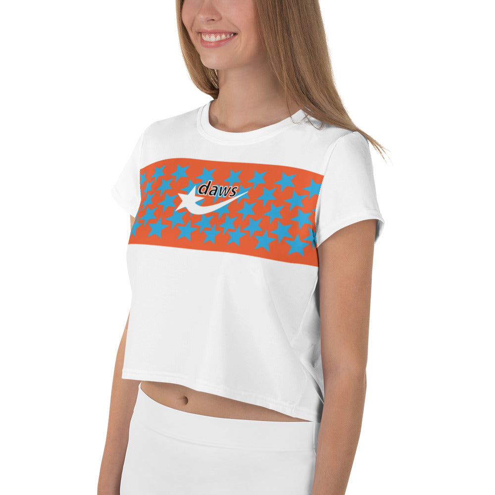 Daws Orange Starfly women's Crop Tee