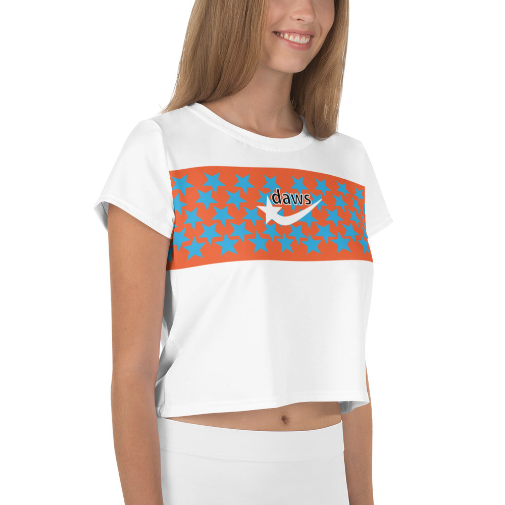 Daws Orange Starfly women's Crop Tee