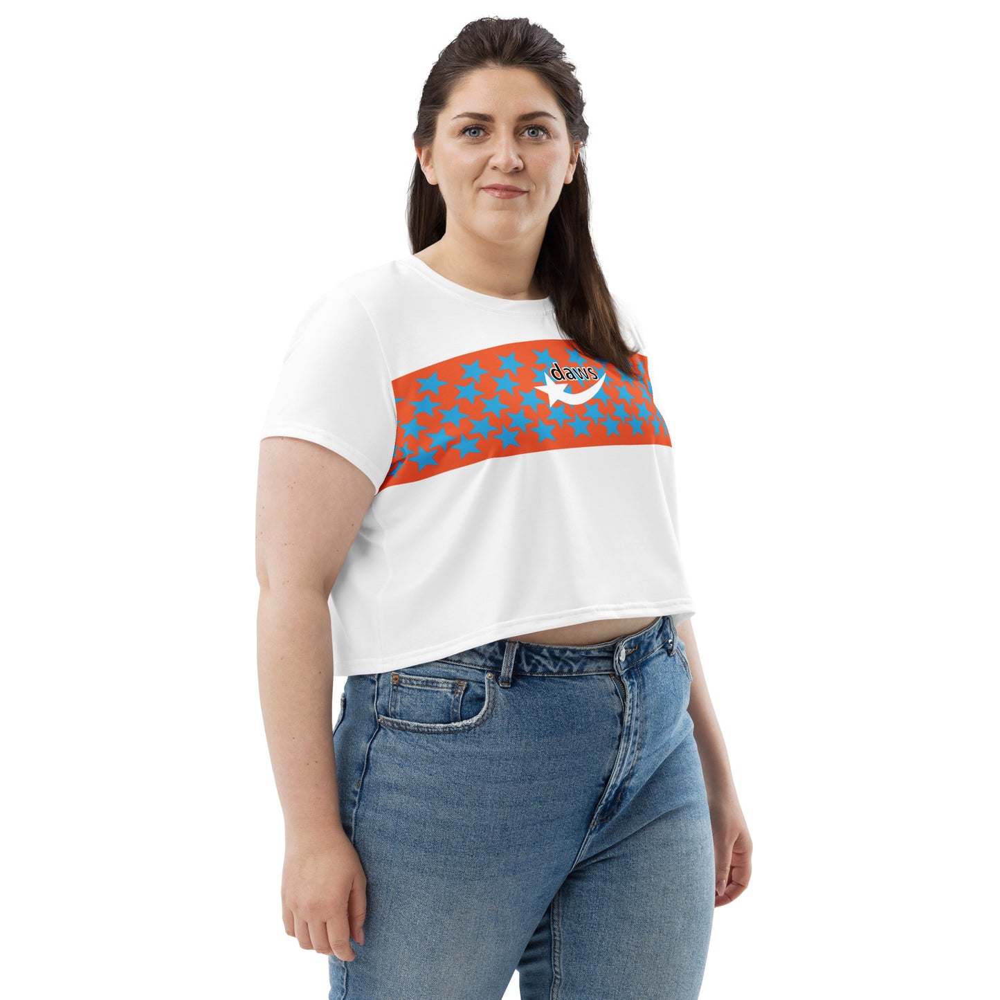 Daws Orange Starfly women's Crop Tee