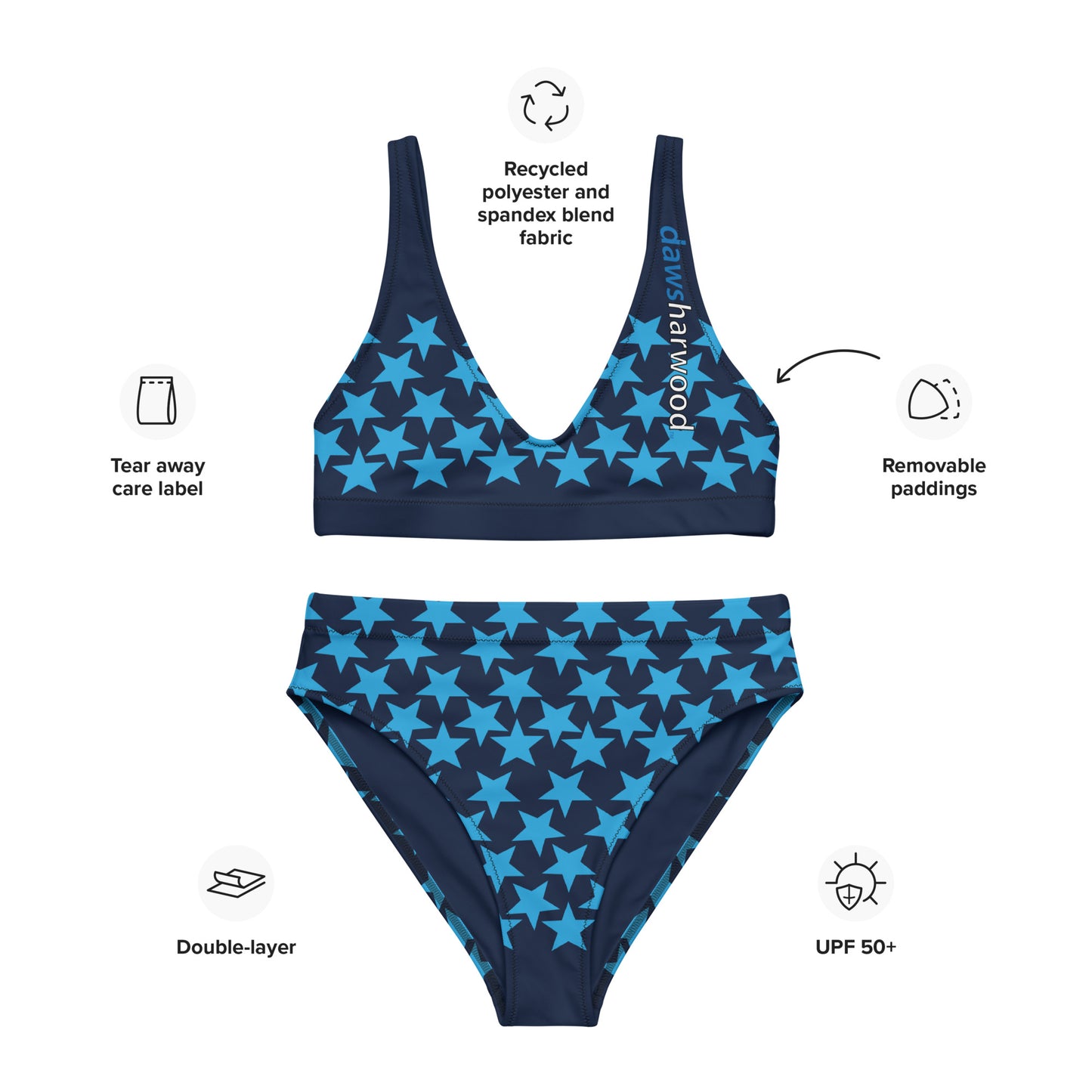 Daws star accents Recycled high-waisted bikini