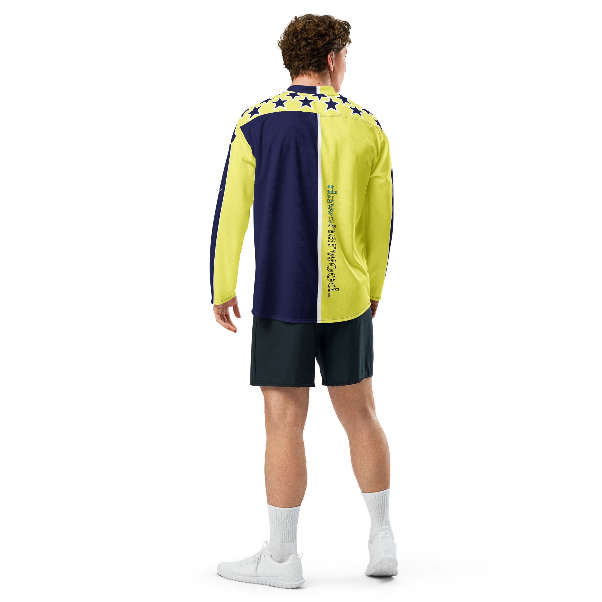 Daws omega navy and yellow Recycled hockey fan jersey