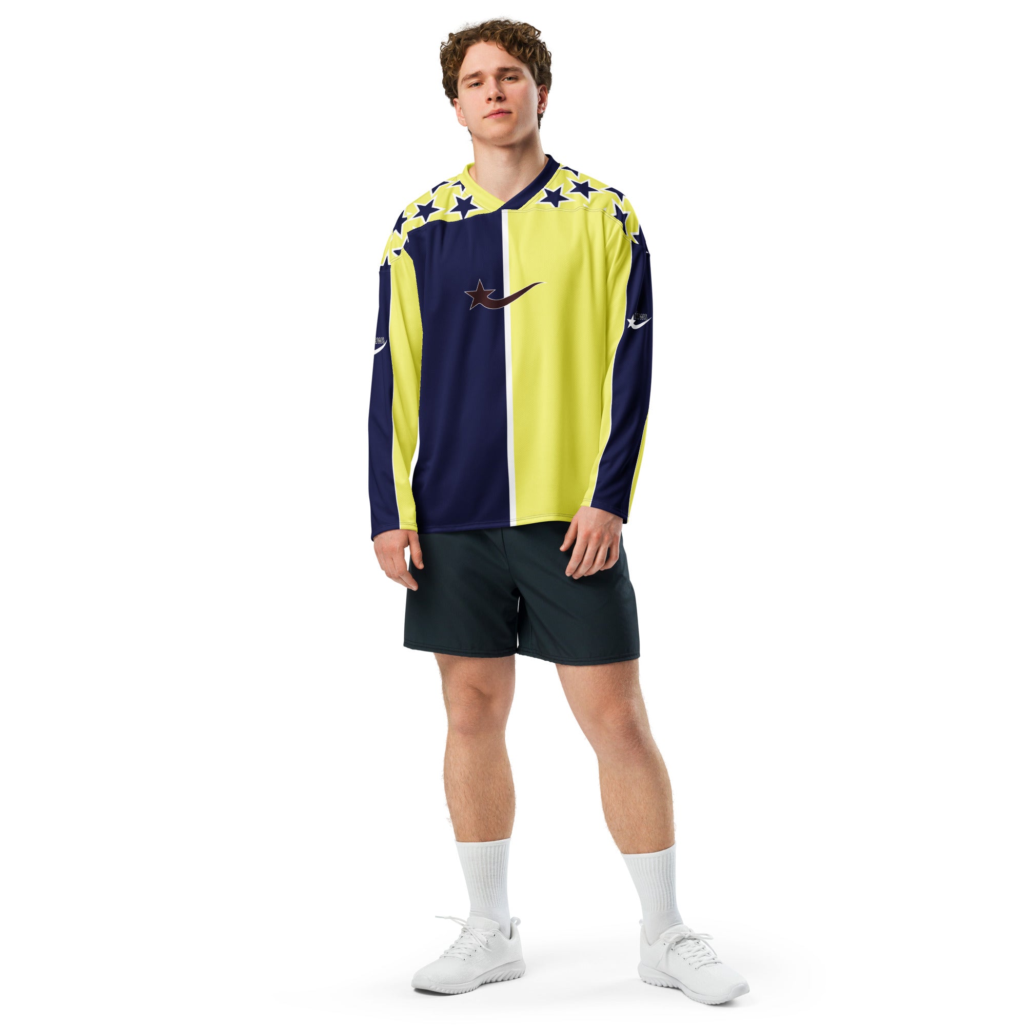 Daws omega navy and yellow Recycled hockey fan jersey