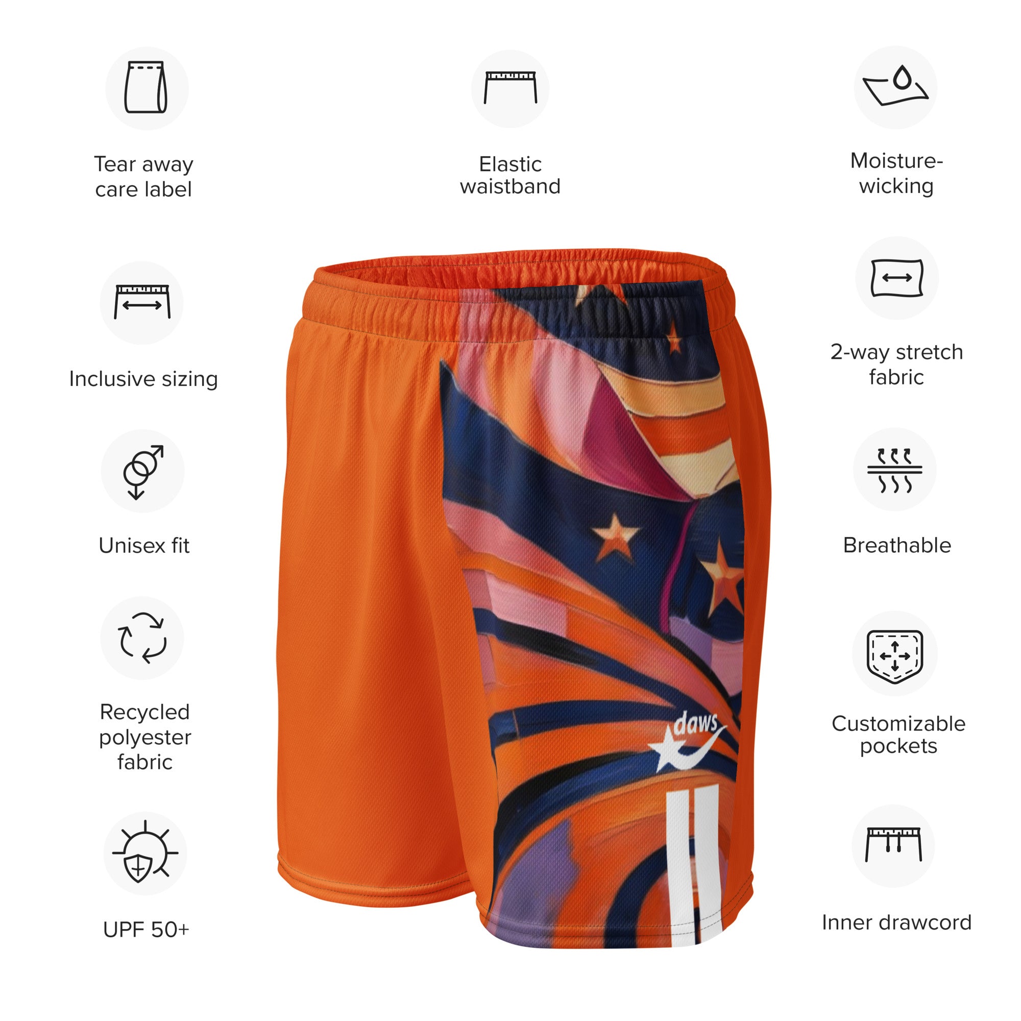 Daws orange city Unisex mesh shorts