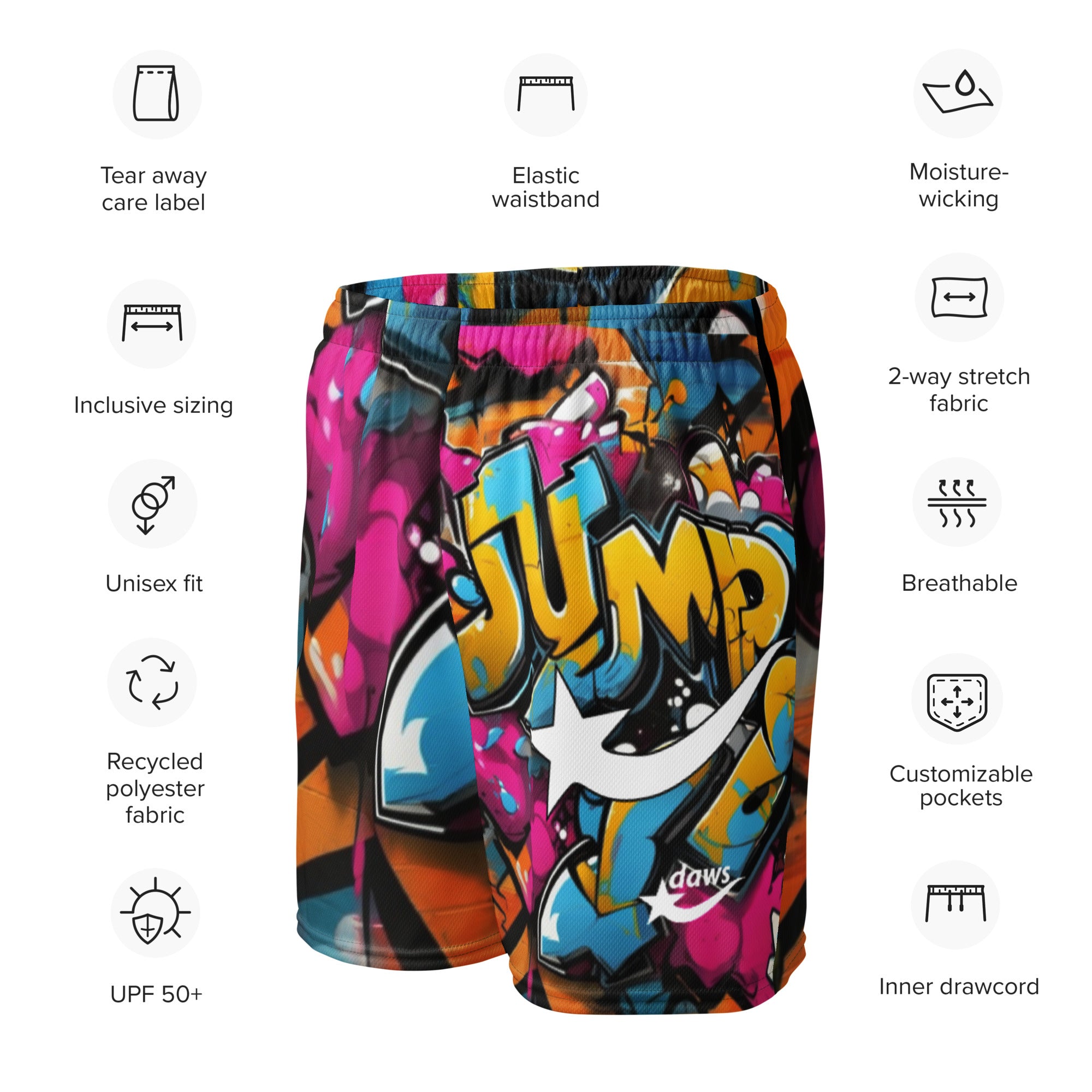 Daws graffiti jump Unisex mesh basketball shorts