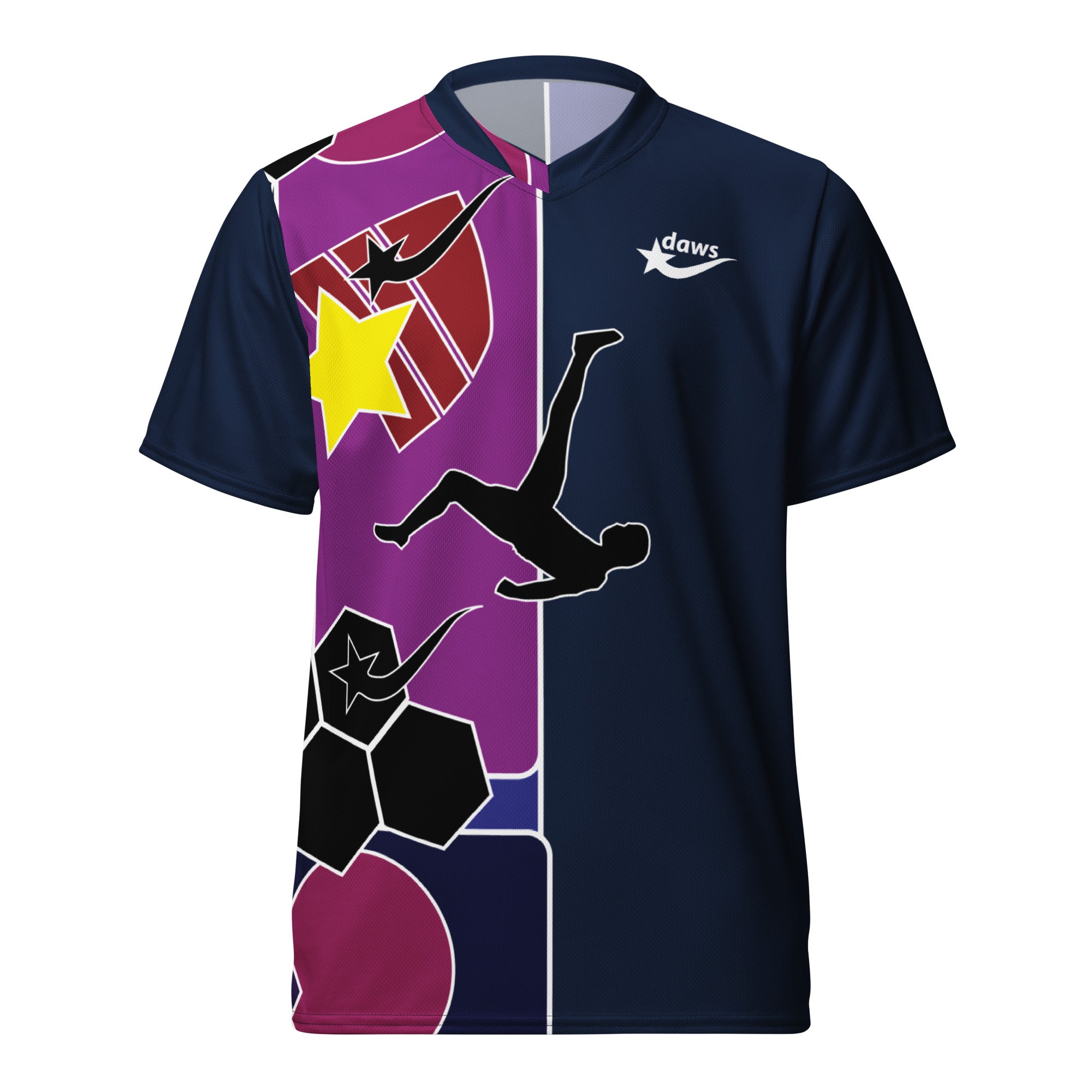 Daws Bike Kick shapes Recycled unisex soccer jersey