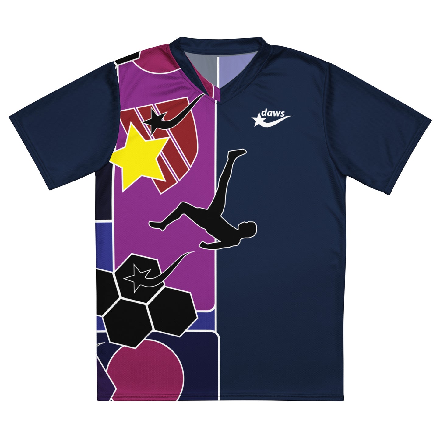 Daws Bike Kick shapes Recycled unisex soccer jersey