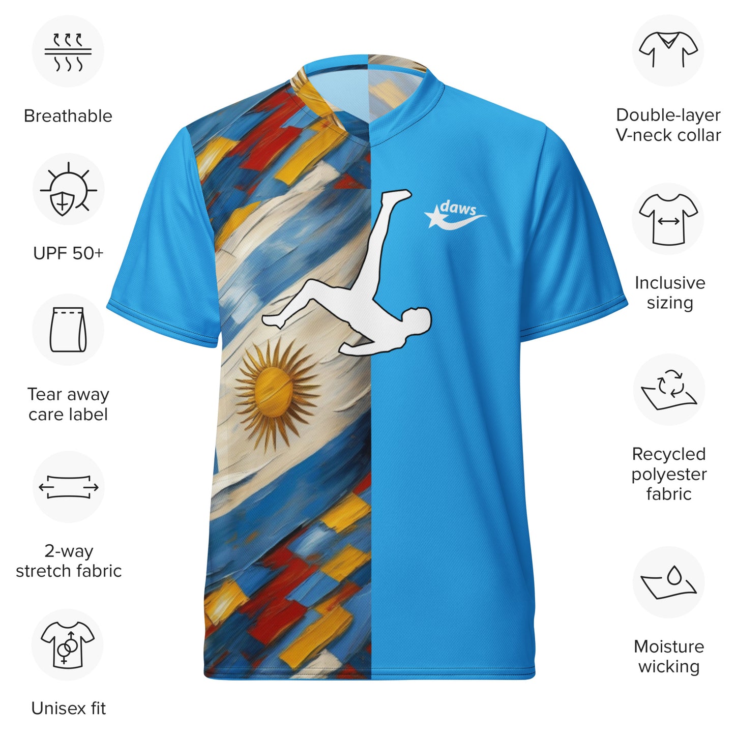 Daws Argentina Recycled unisex soccer jersey