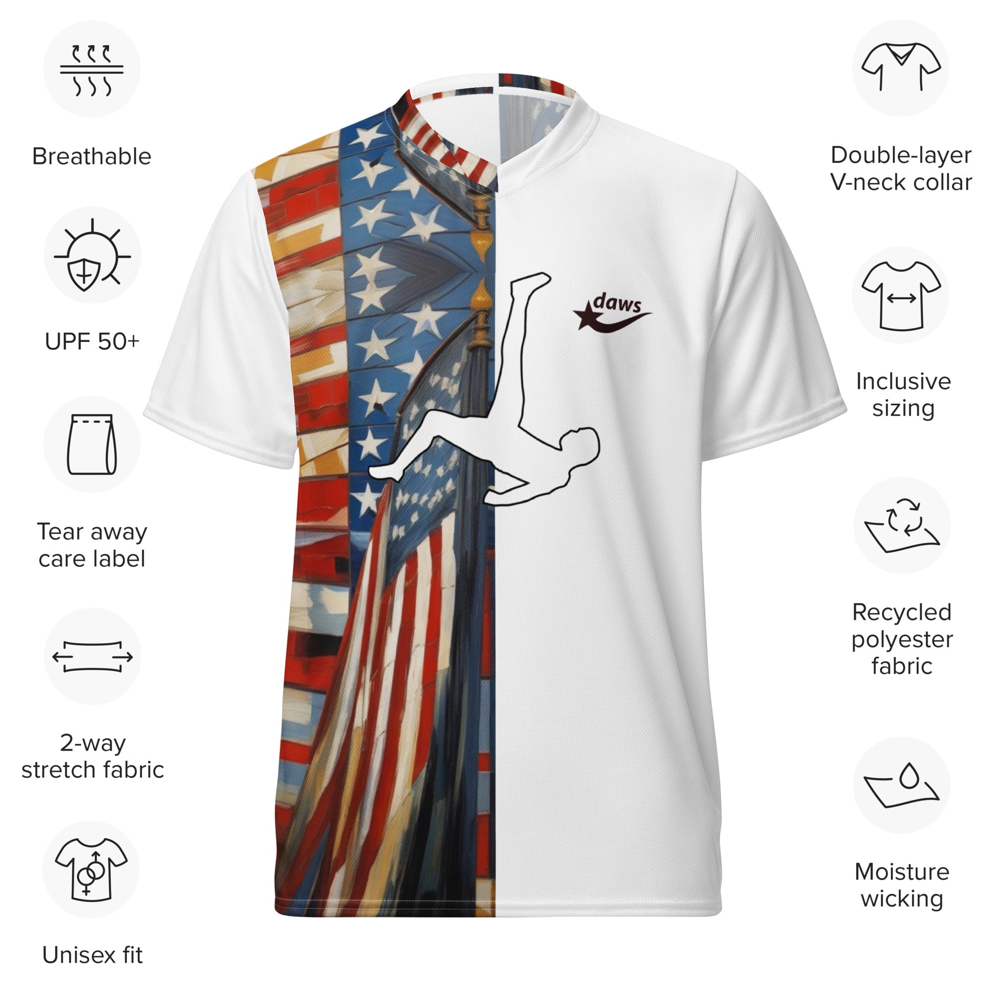 Daws American flag Recycled unisex soccer jersey