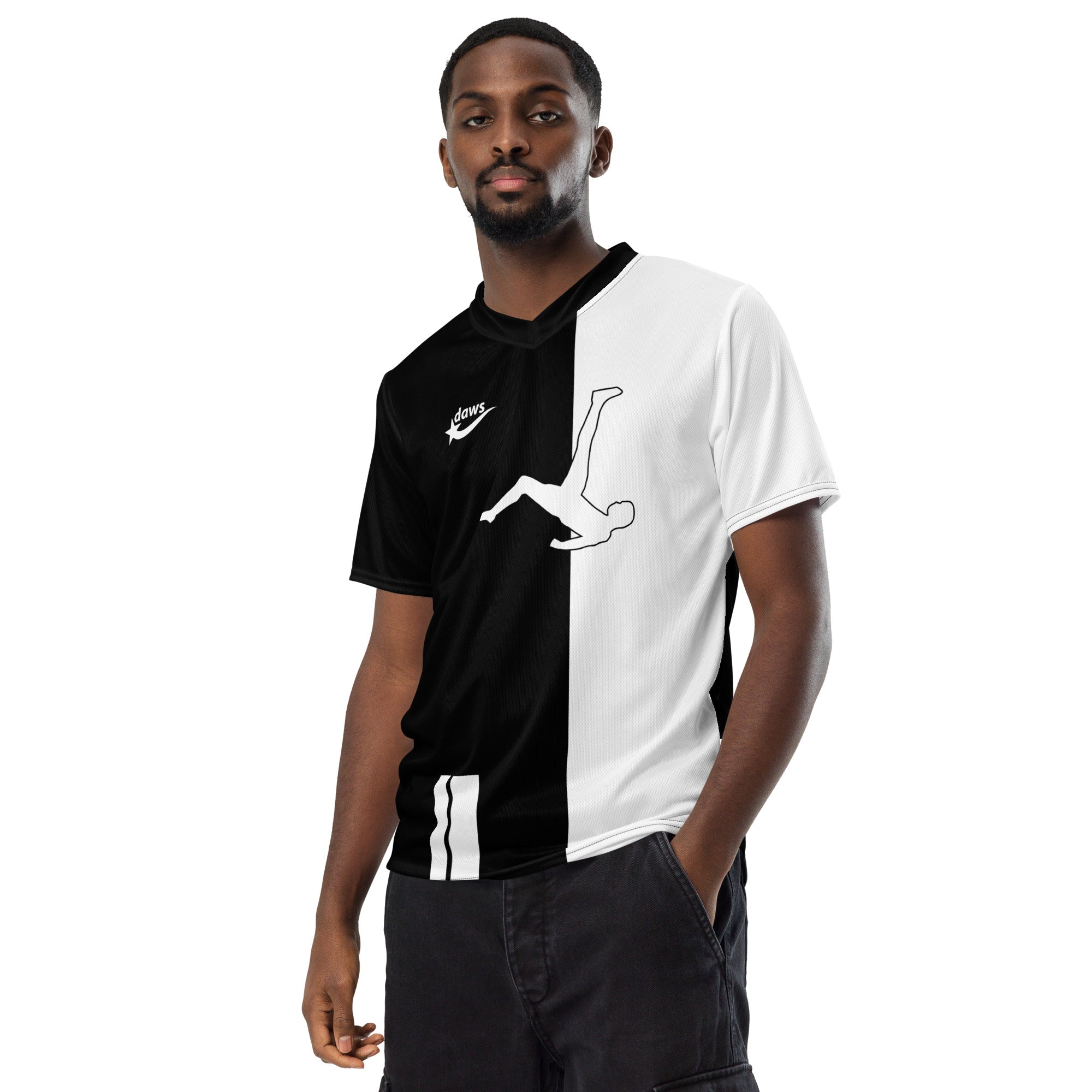 Daws soccer black and white Recycled unisex sports jersey