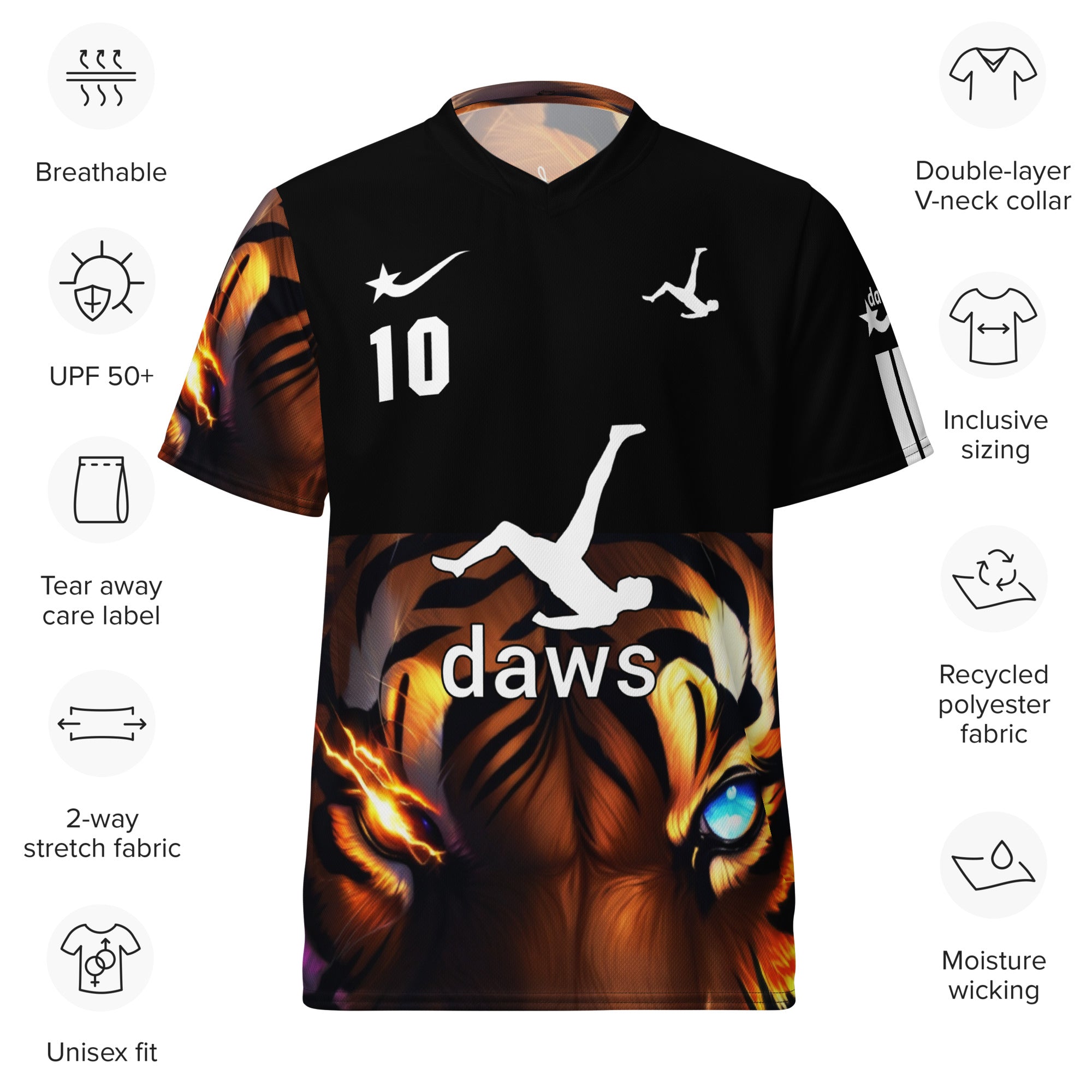 Eye of the tiger Daws unisex soccer jersey