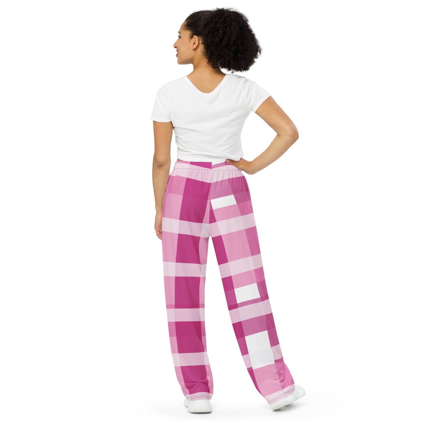 Daws Harwood pink plaid unisex wide-leg pants