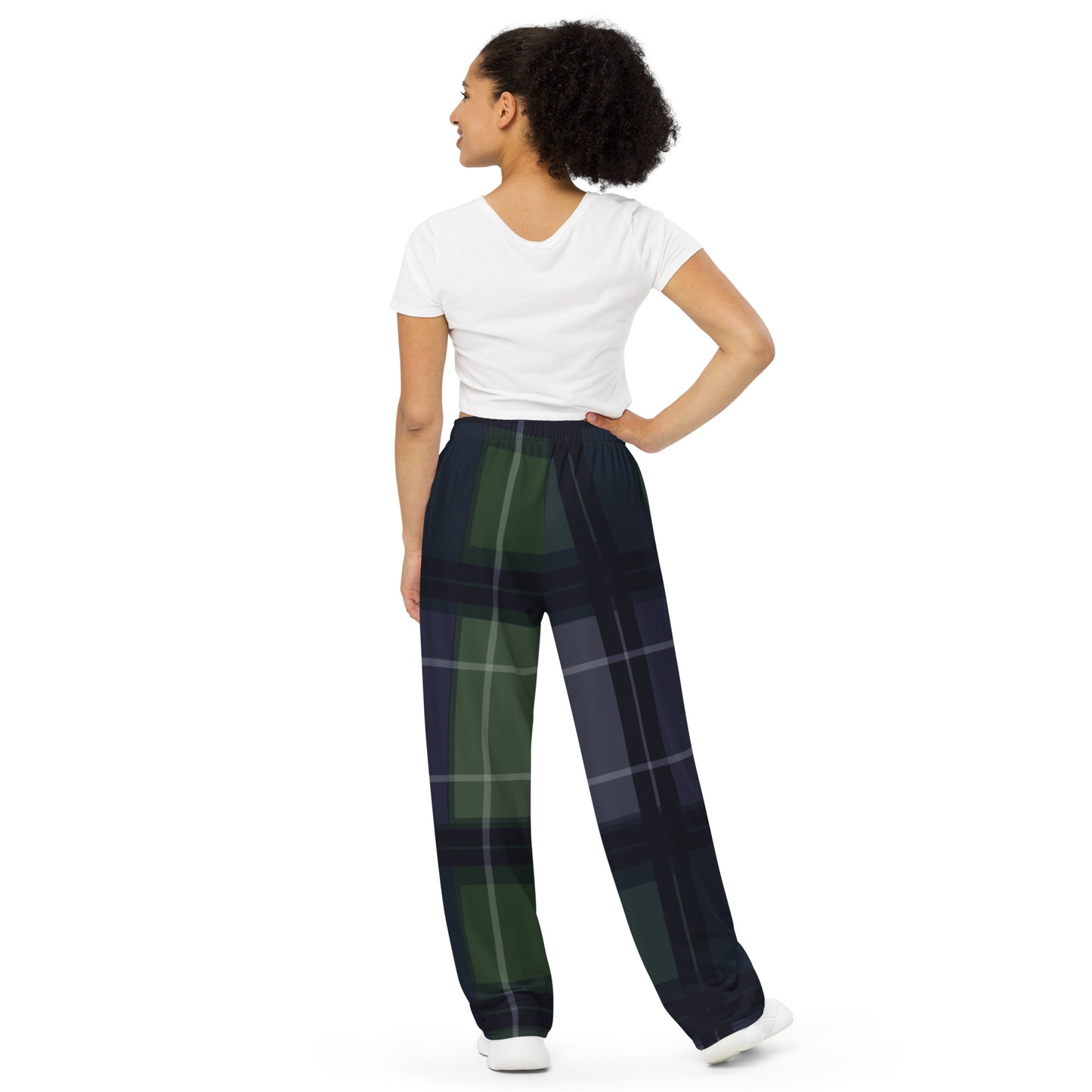 Daws Harwood blue green plaid unisex wide-leg pants