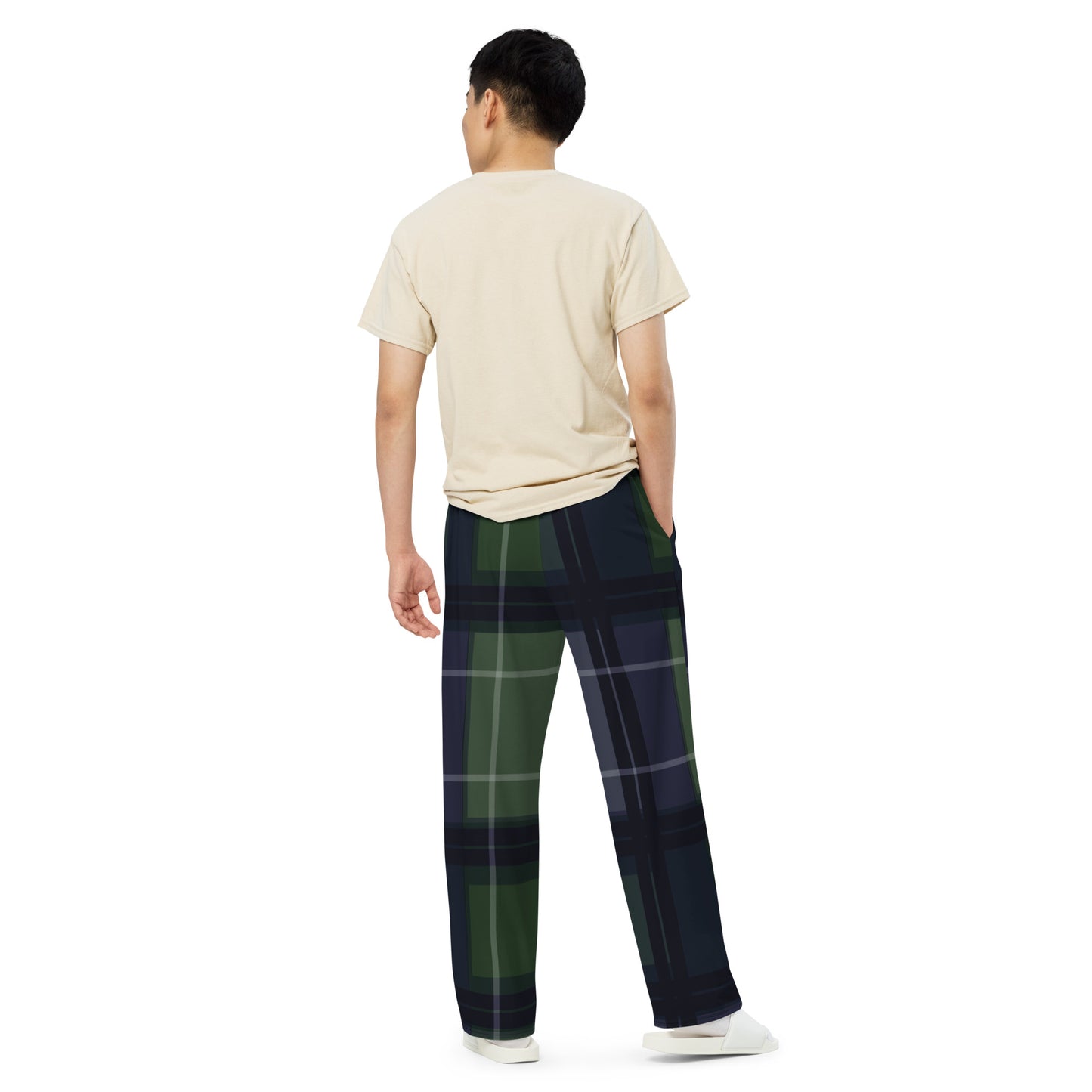 Daws Harwood blue green plaid unisex wide-leg pants