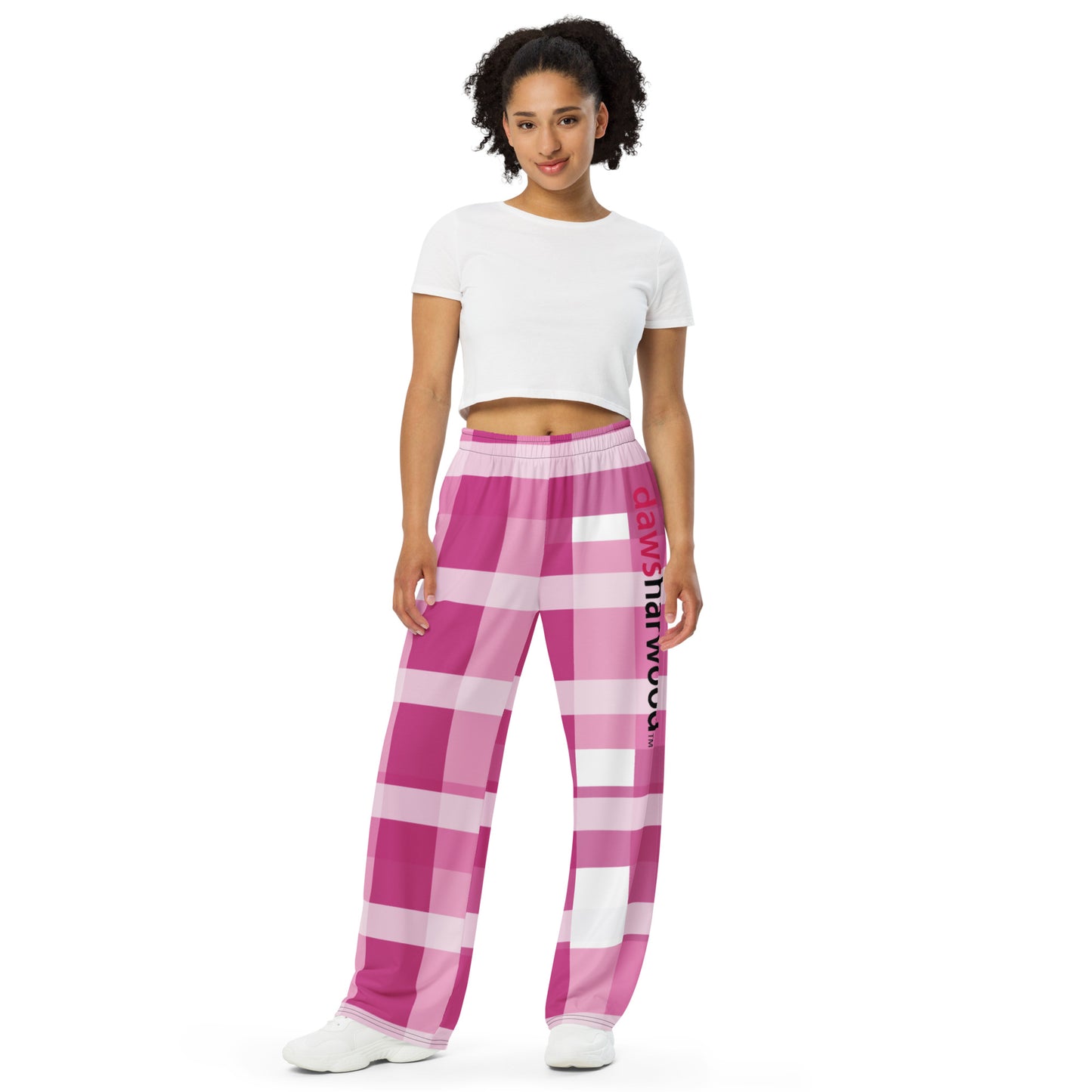 Daws Harwood pink plaid unisex wide-leg pants