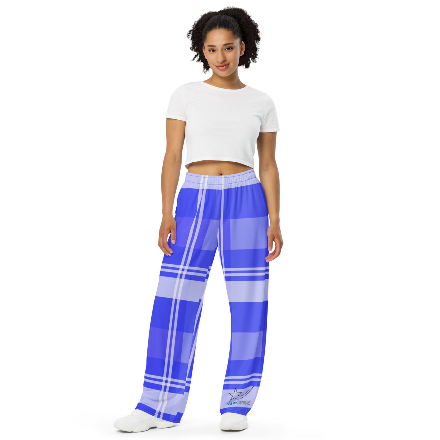 Daws Harwood blue plaid unisex wide-leg pants