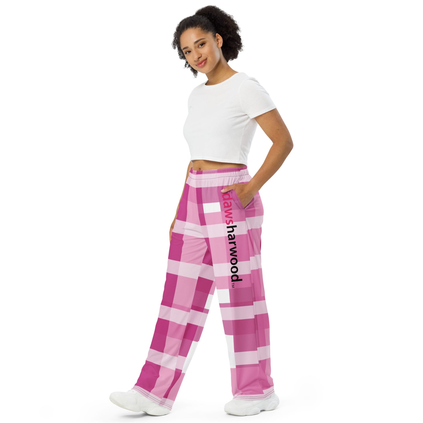 Daws Harwood pink plaid unisex wide-leg pants