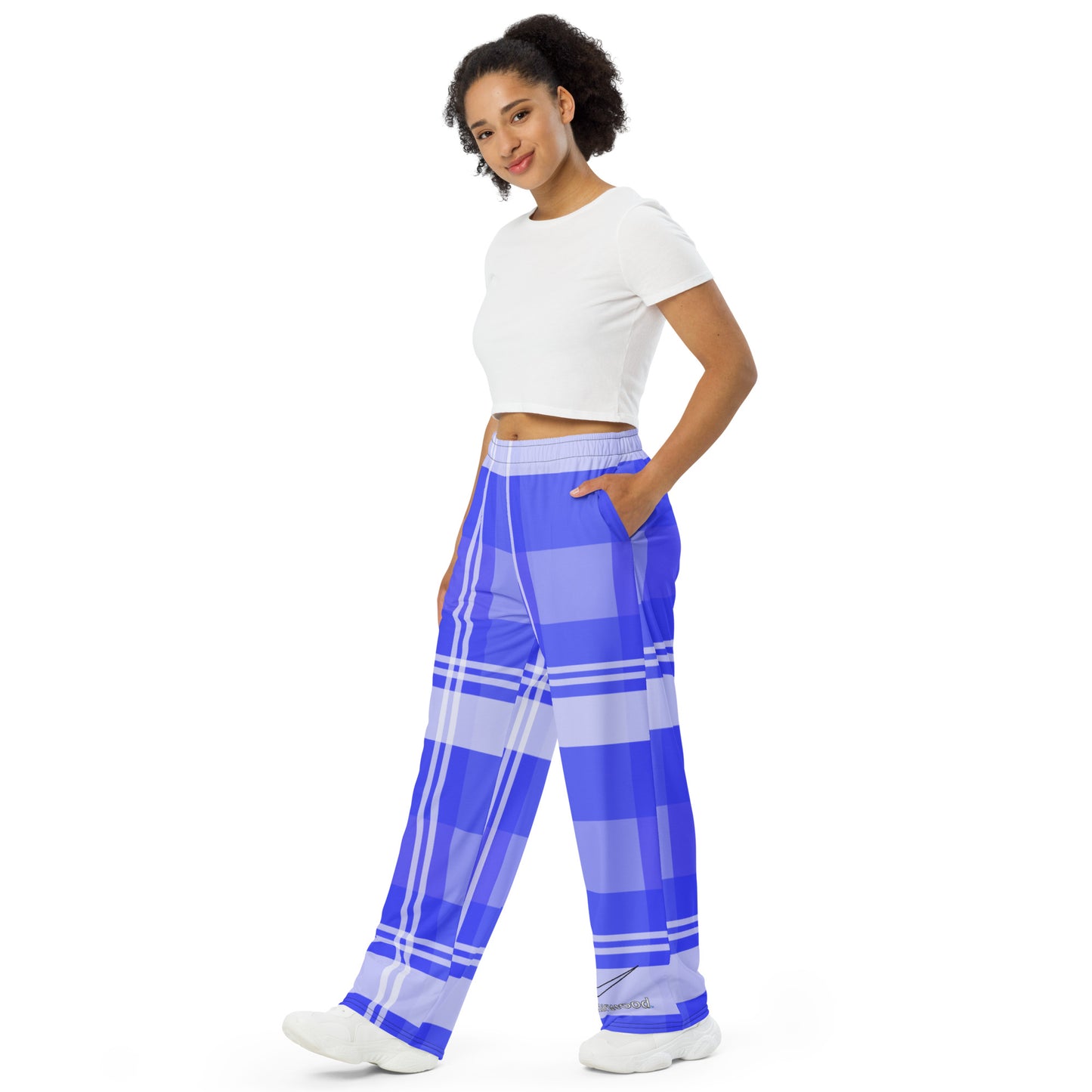 Daws Harwood blue plaid unisex wide-leg pants