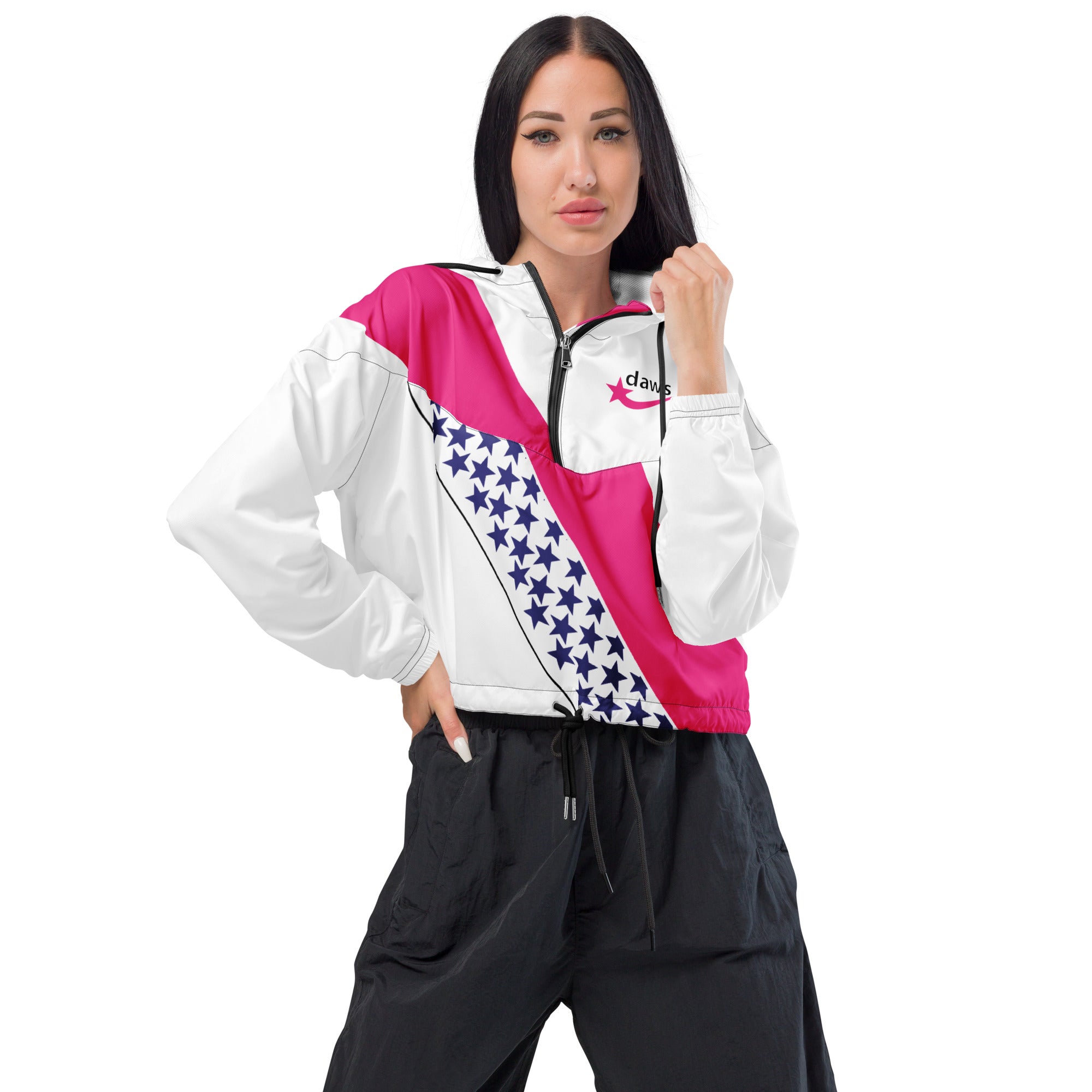 Daws Barbistyle pink stars Women’s cropped windbreaker