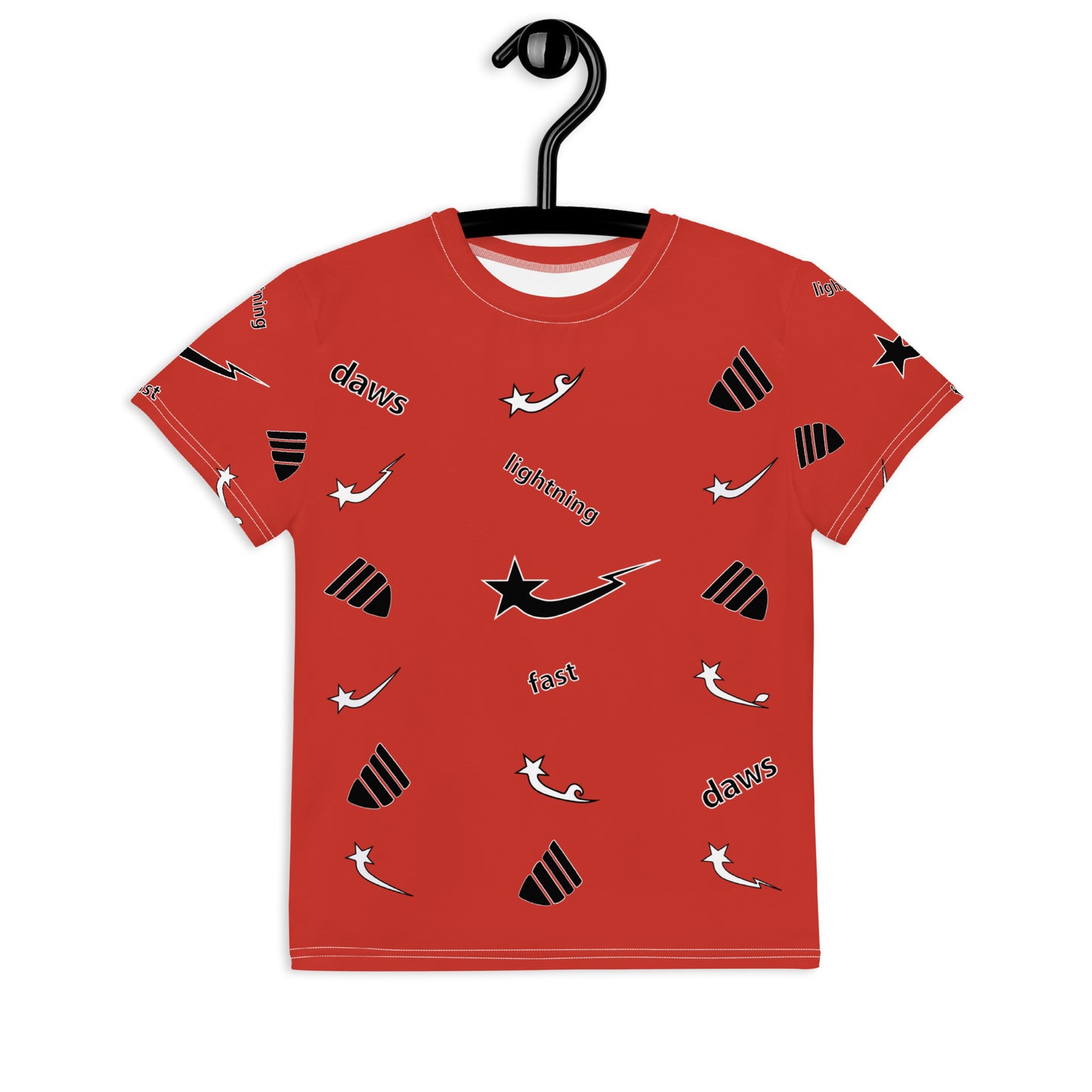 Daws lightning fast red Youth crew neck t-shirt