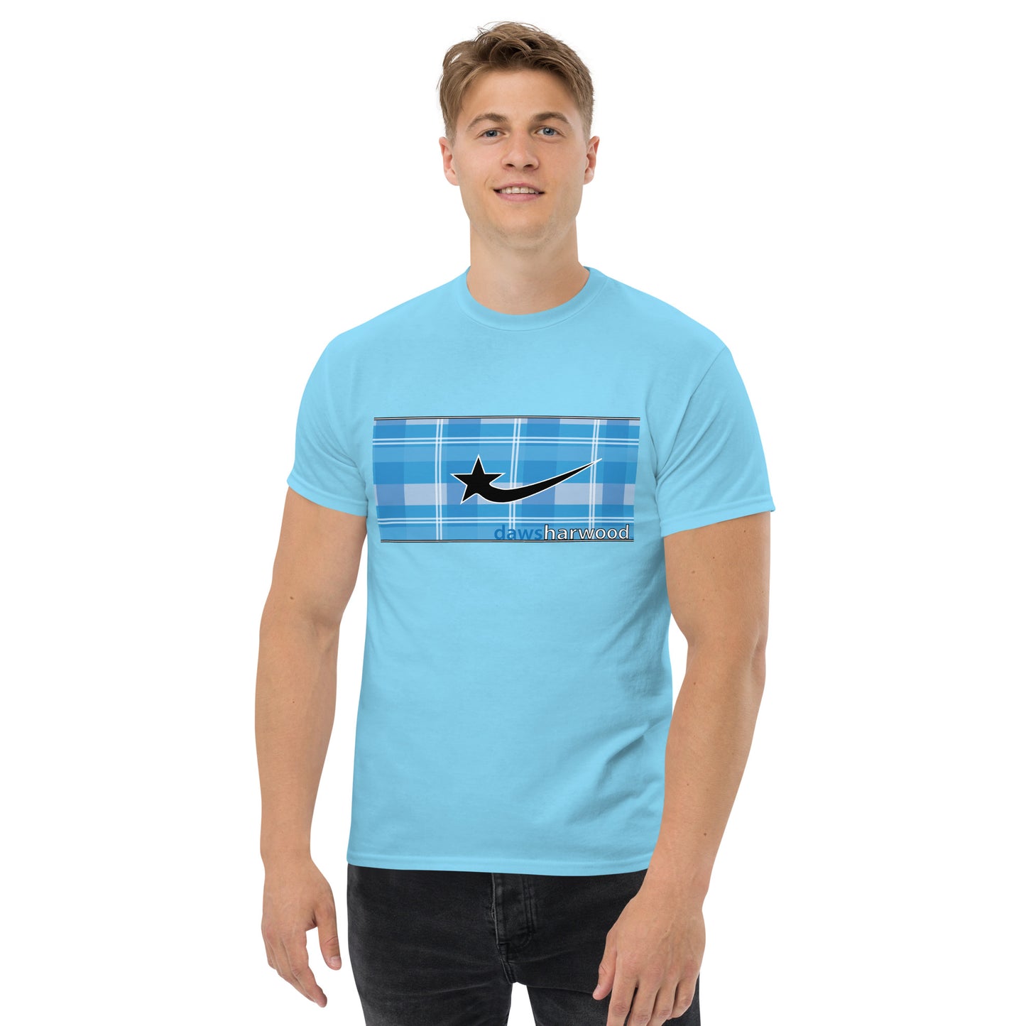 Daws logo blue plaid accent Men's classic tee