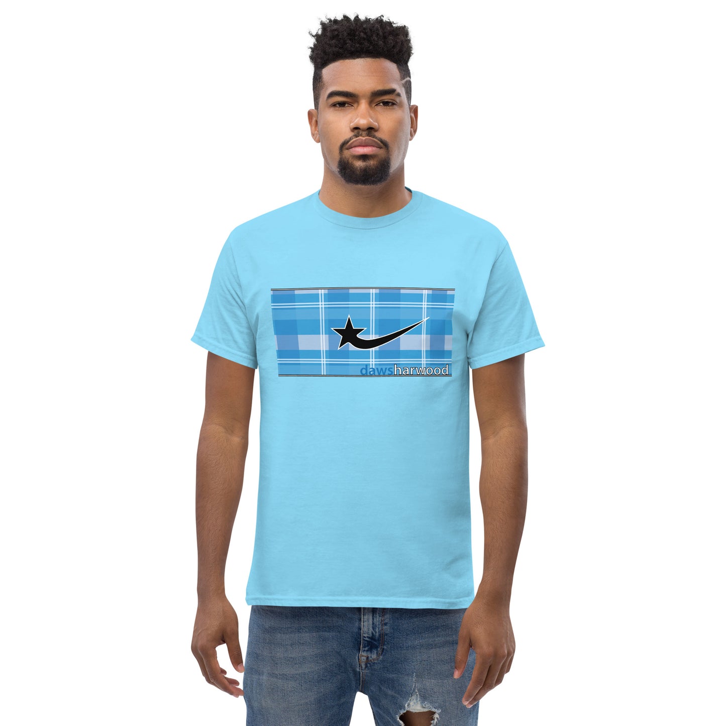 Daws logo blue plaid accent Men's classic tee