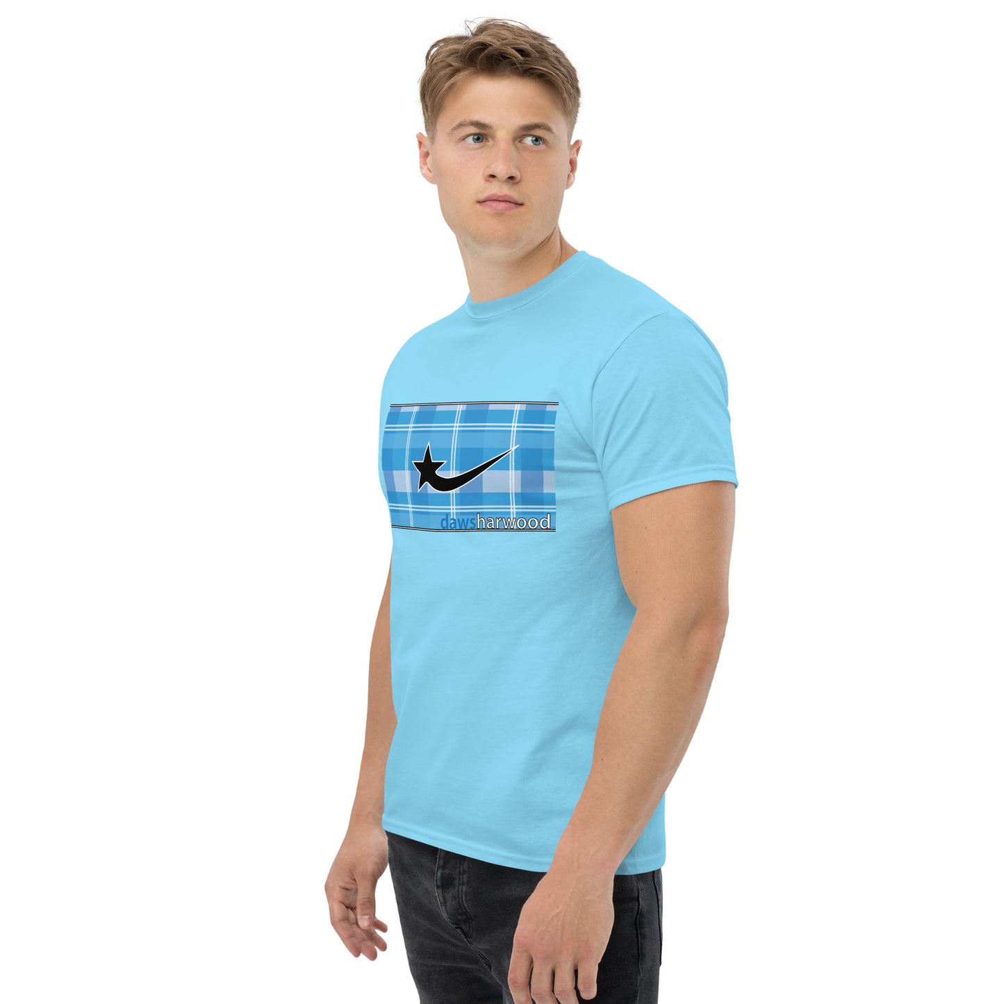 Daws logo blue plaid accent Men's classic tee