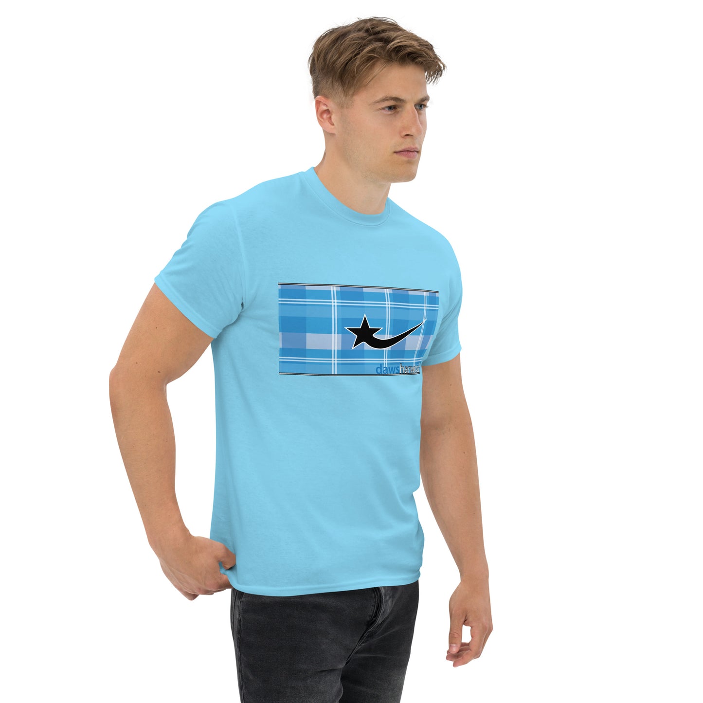 Daws logo blue plaid accent Men's classic tee