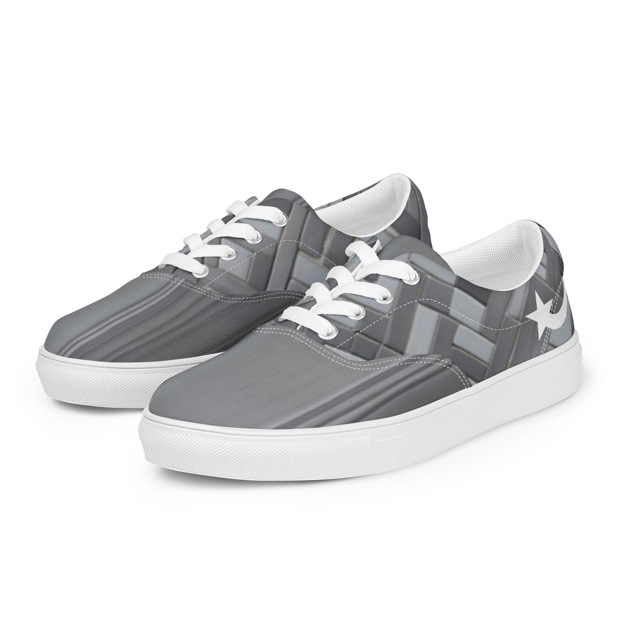 Daws grey pattern Men’s lace-up canvas shoes