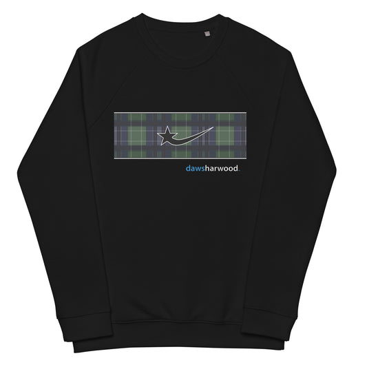 Daws logo plaid accent Unisex organic raglan sweatshirt