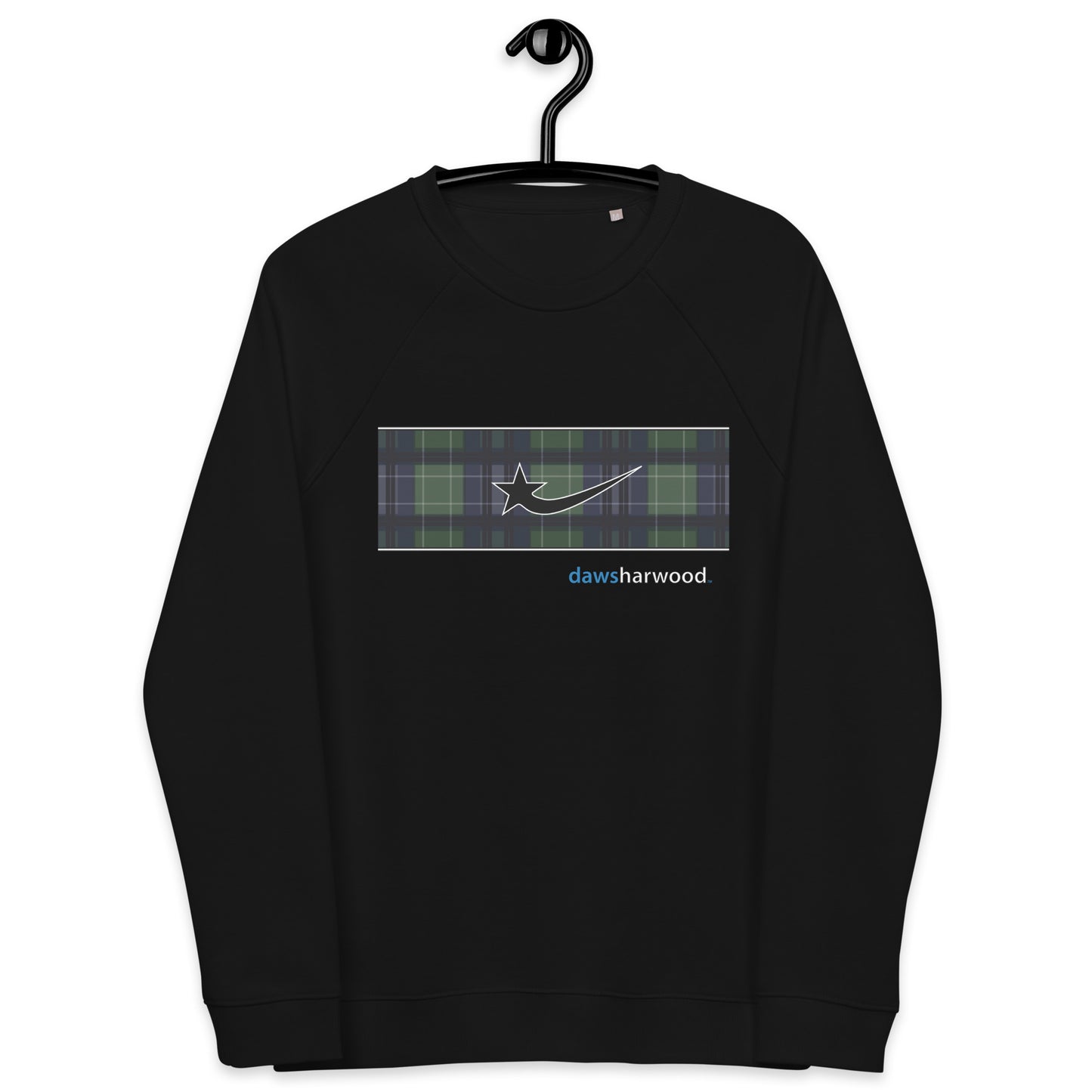 Daws logo plaid accent Unisex organic raglan sweatshirt