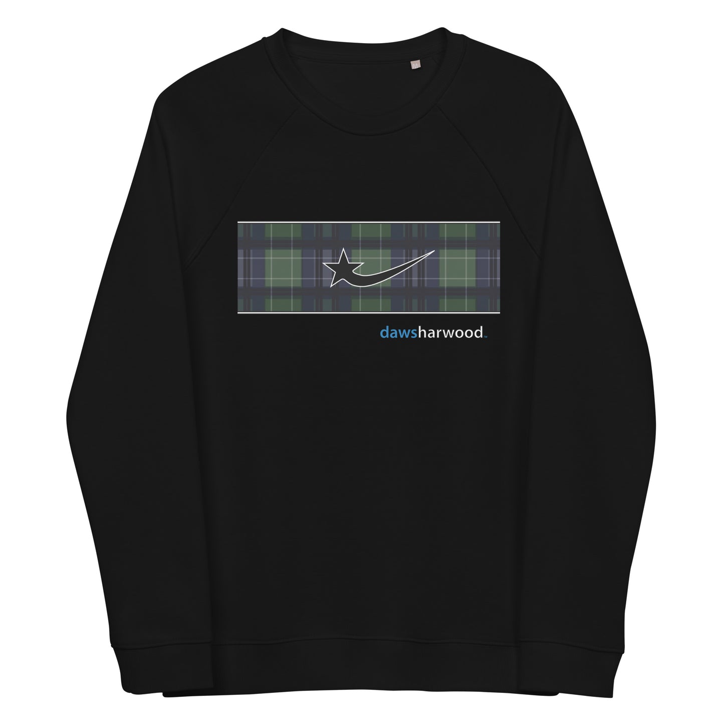 Daws logo plaid accent Unisex organic raglan sweatshirt