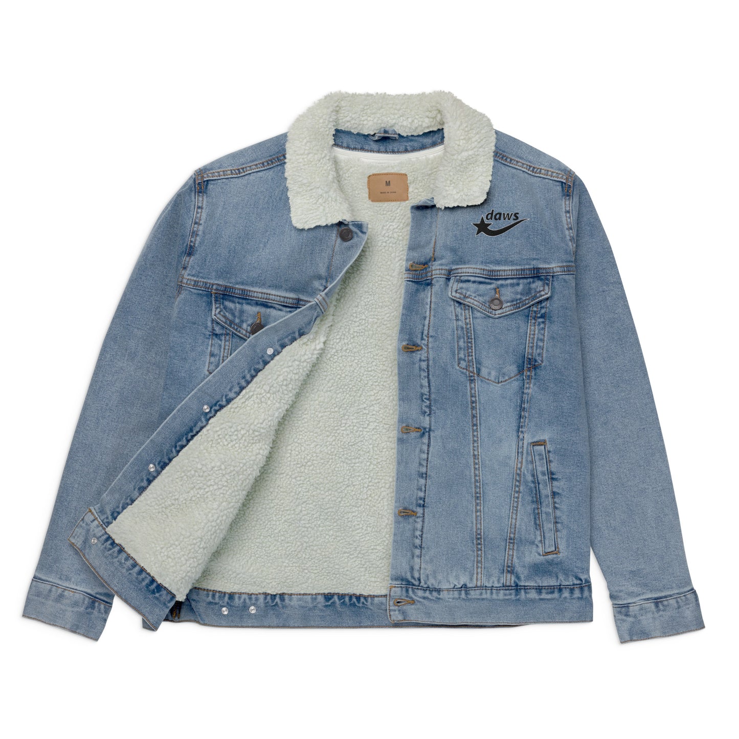 Daws Logo Unisex denim sherpa jacket